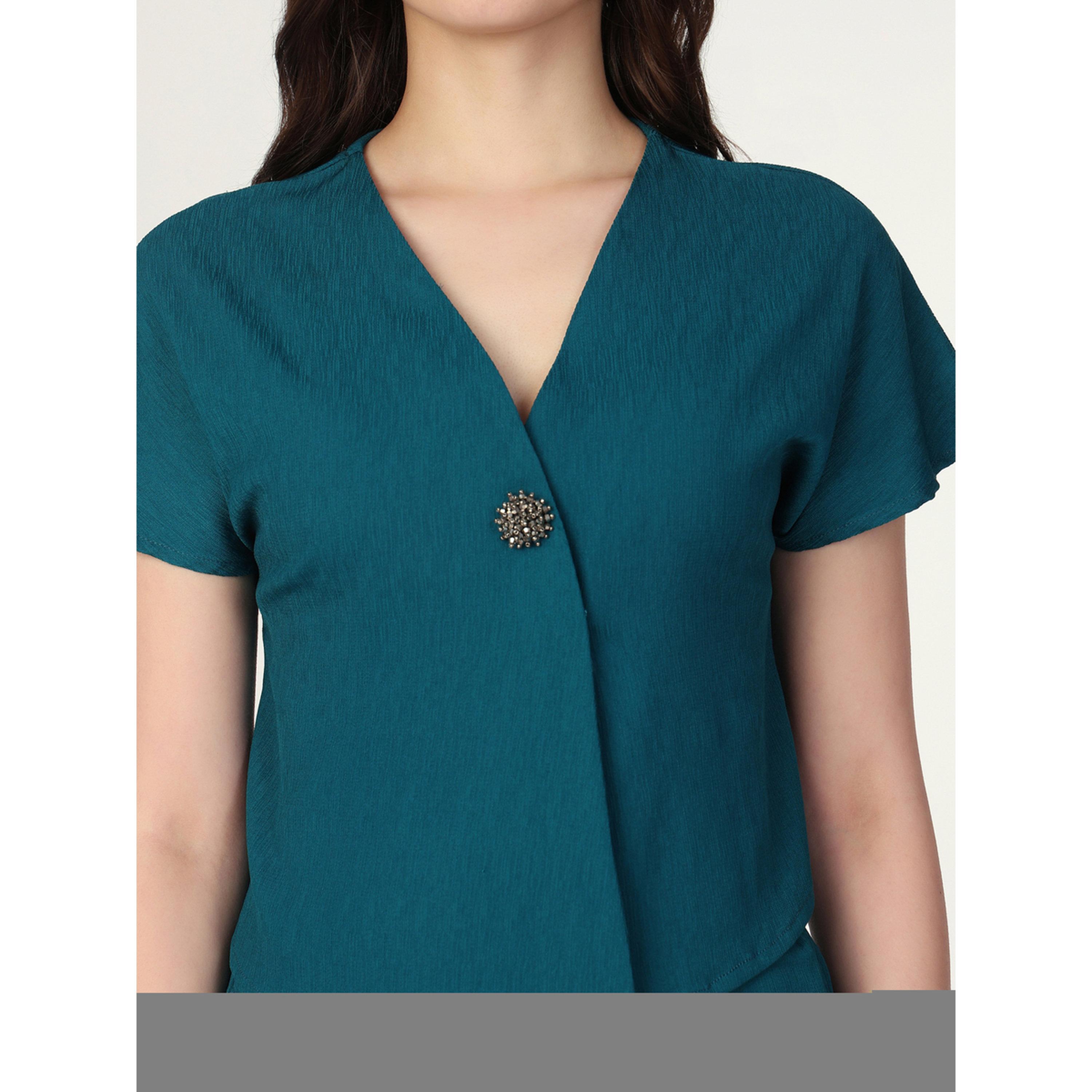 Mish Women Green Buttoned Top and Trousers Co-Ords-women-clothing-coordsets-image-2