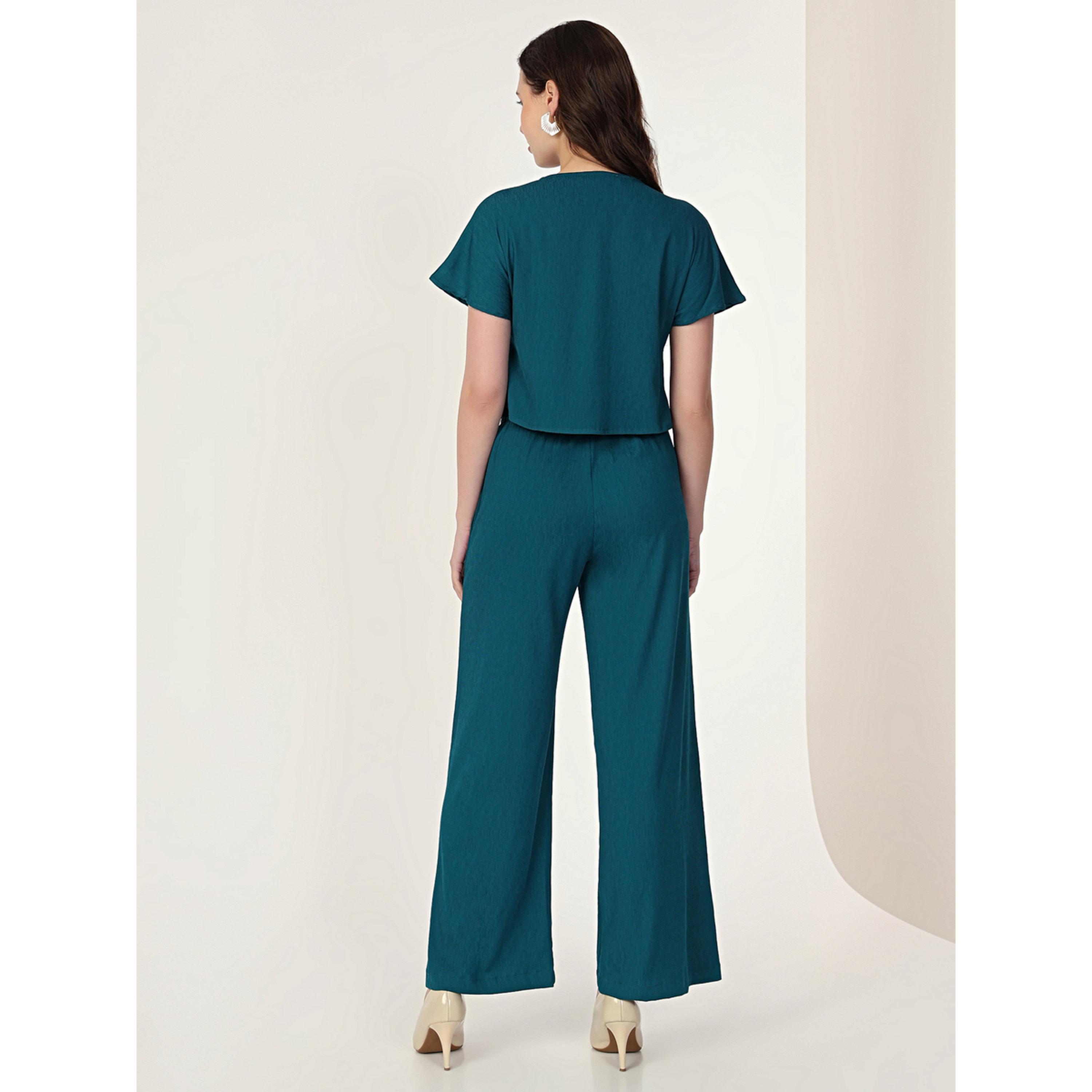 Mish Women Green Buttoned Top and Trousers Co-Ords-women-clothing-coordsets-image-5