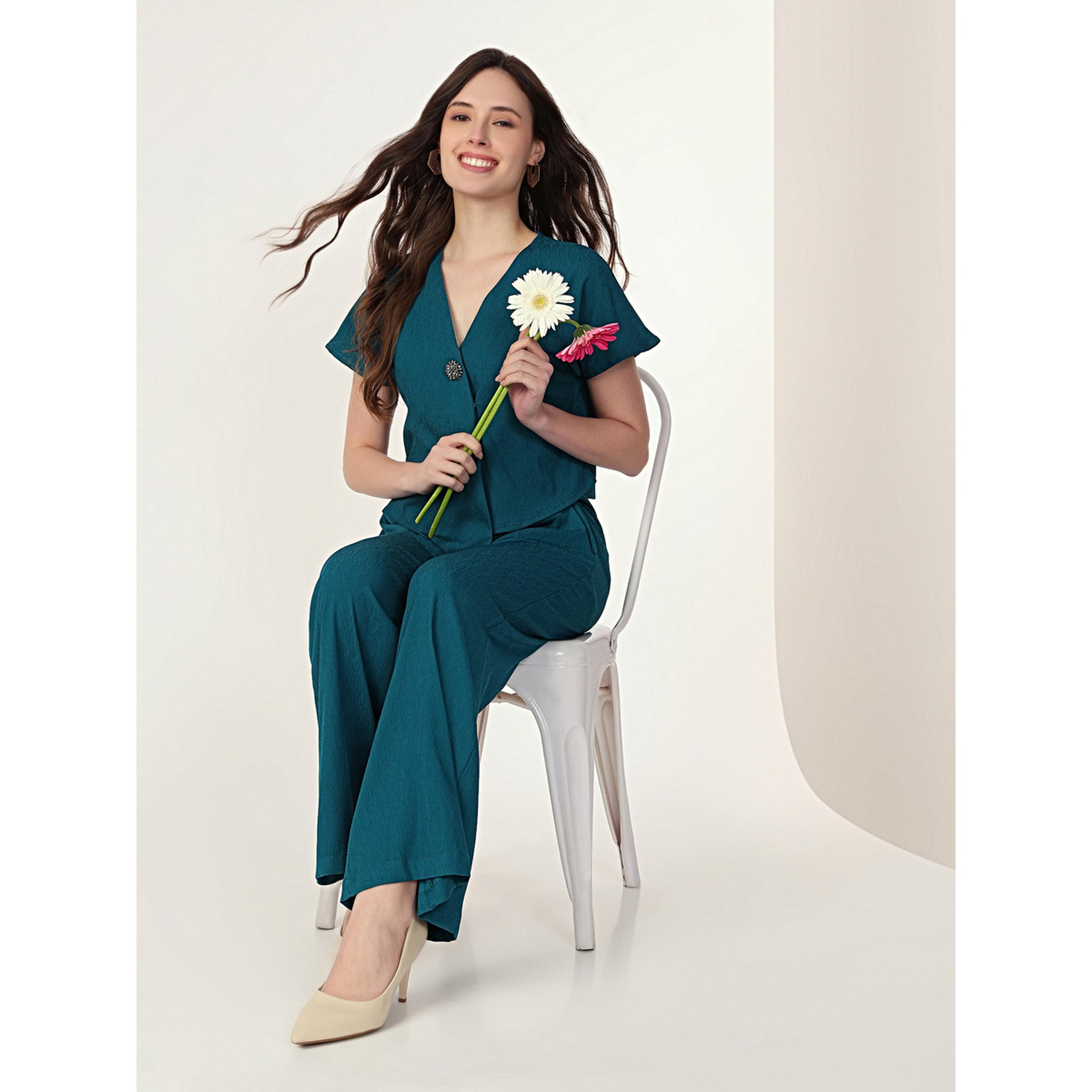 طقم منسق من بنطال وبلوزة بأزرار-women-clothing-coordsets-image-6