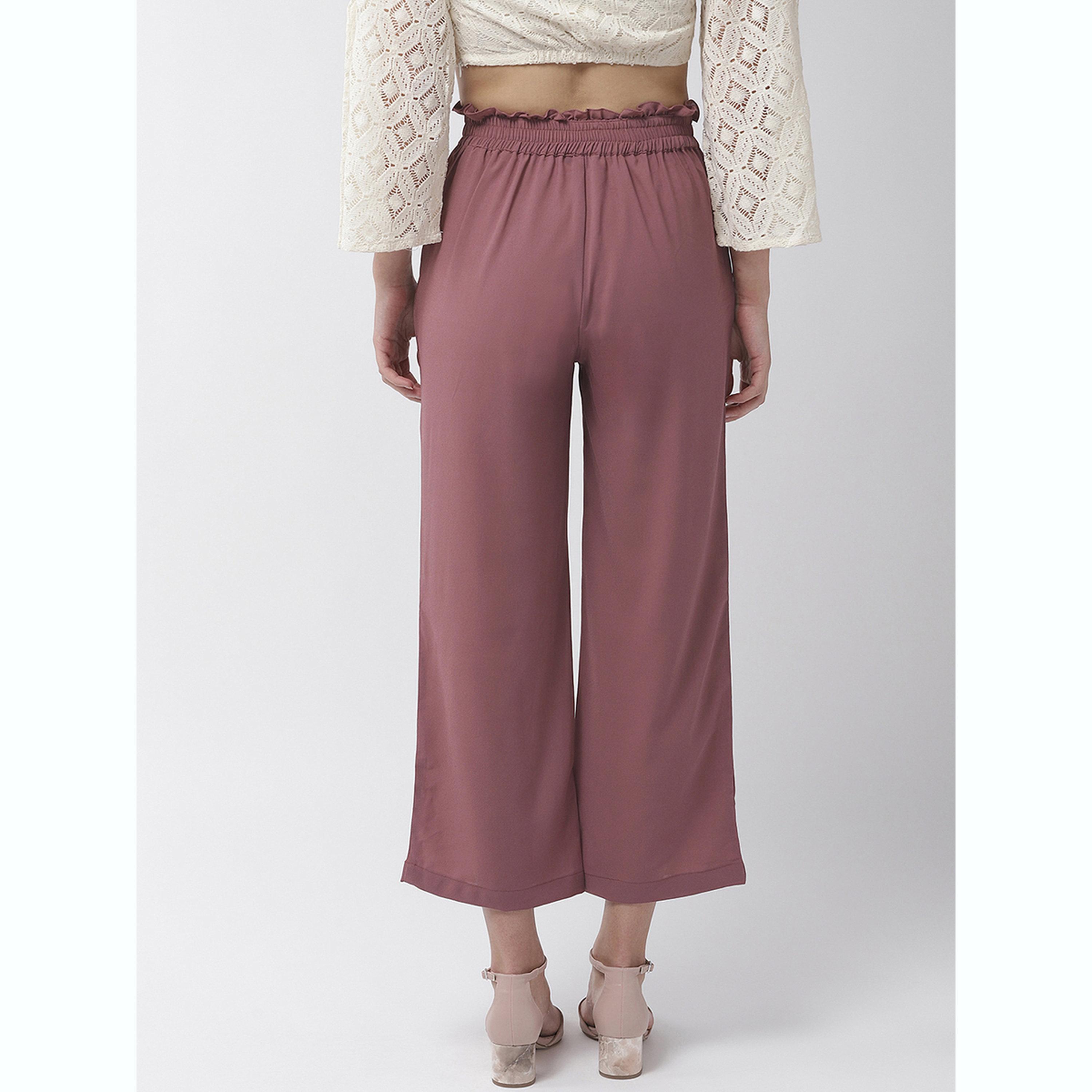 Mish X Styli Mauve High Rise Trousers with Tie-Up Waist-women-clothing-bottoms-joggers-image-4