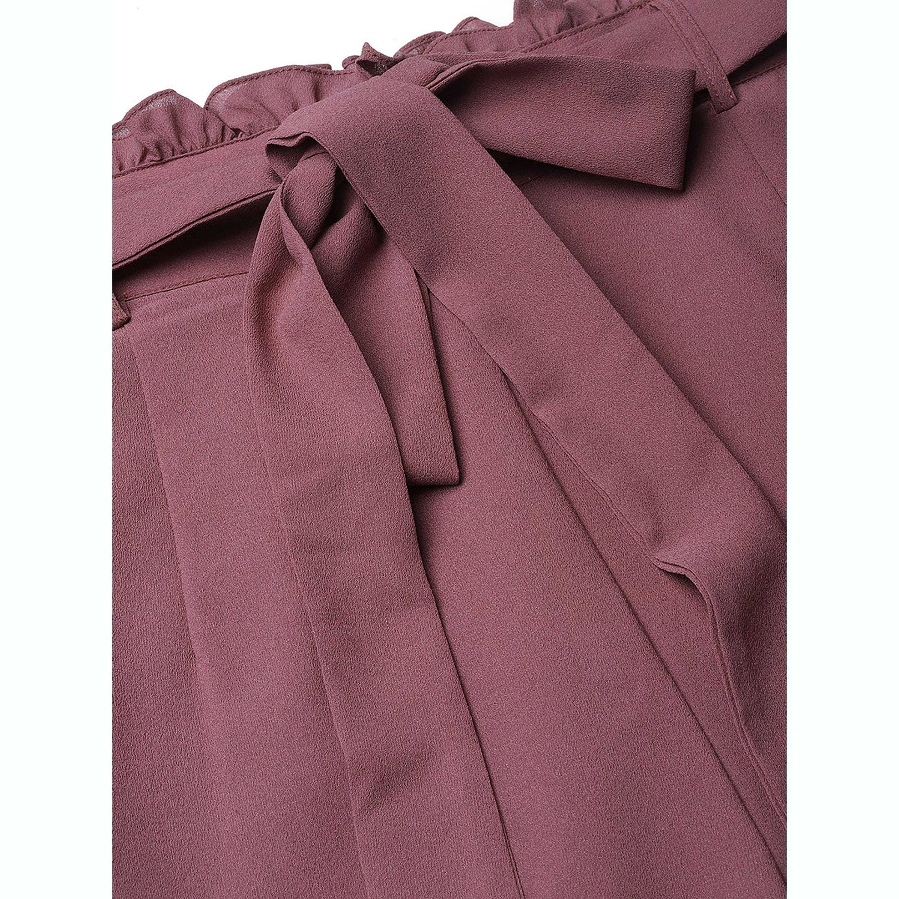 Mish X Styli Mauve High Rise Trousers with Tie-Up Waist-women-clothing-bottoms-joggers-image-5