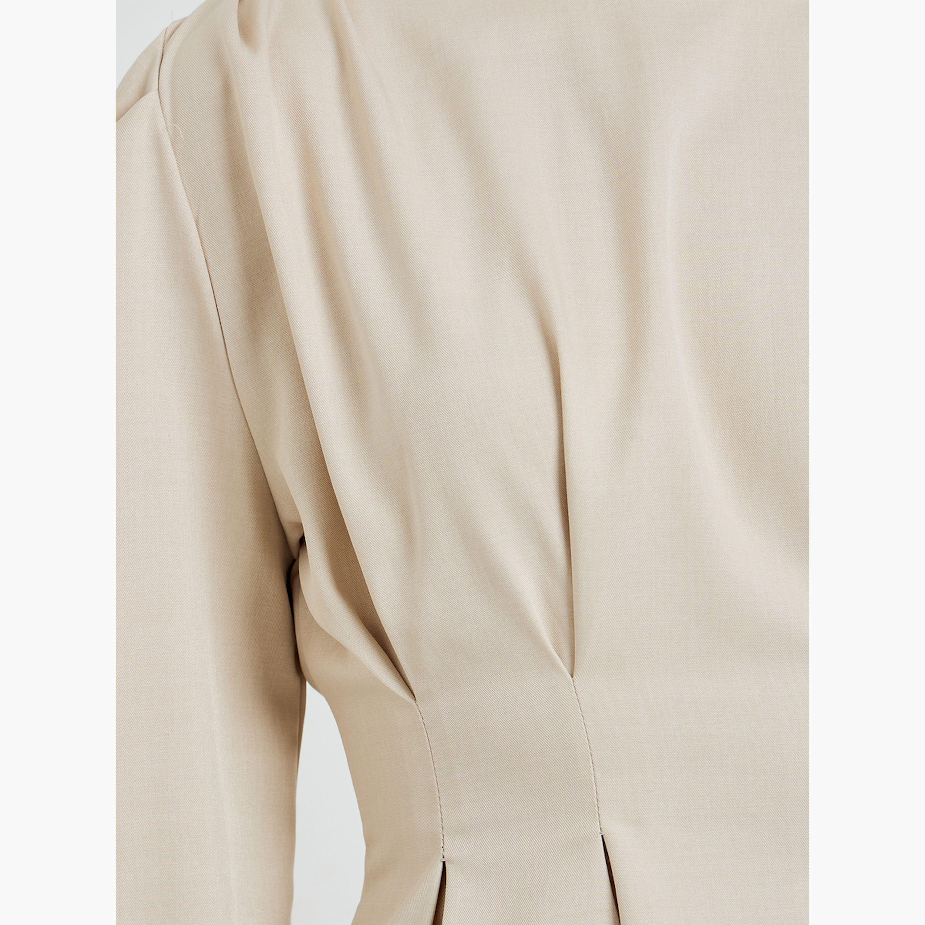 طقم منسق من بنطال بأرجل واسعة وبلوزة بأكمام طويلة وكسرات-women-clothing-coordsets-image-4