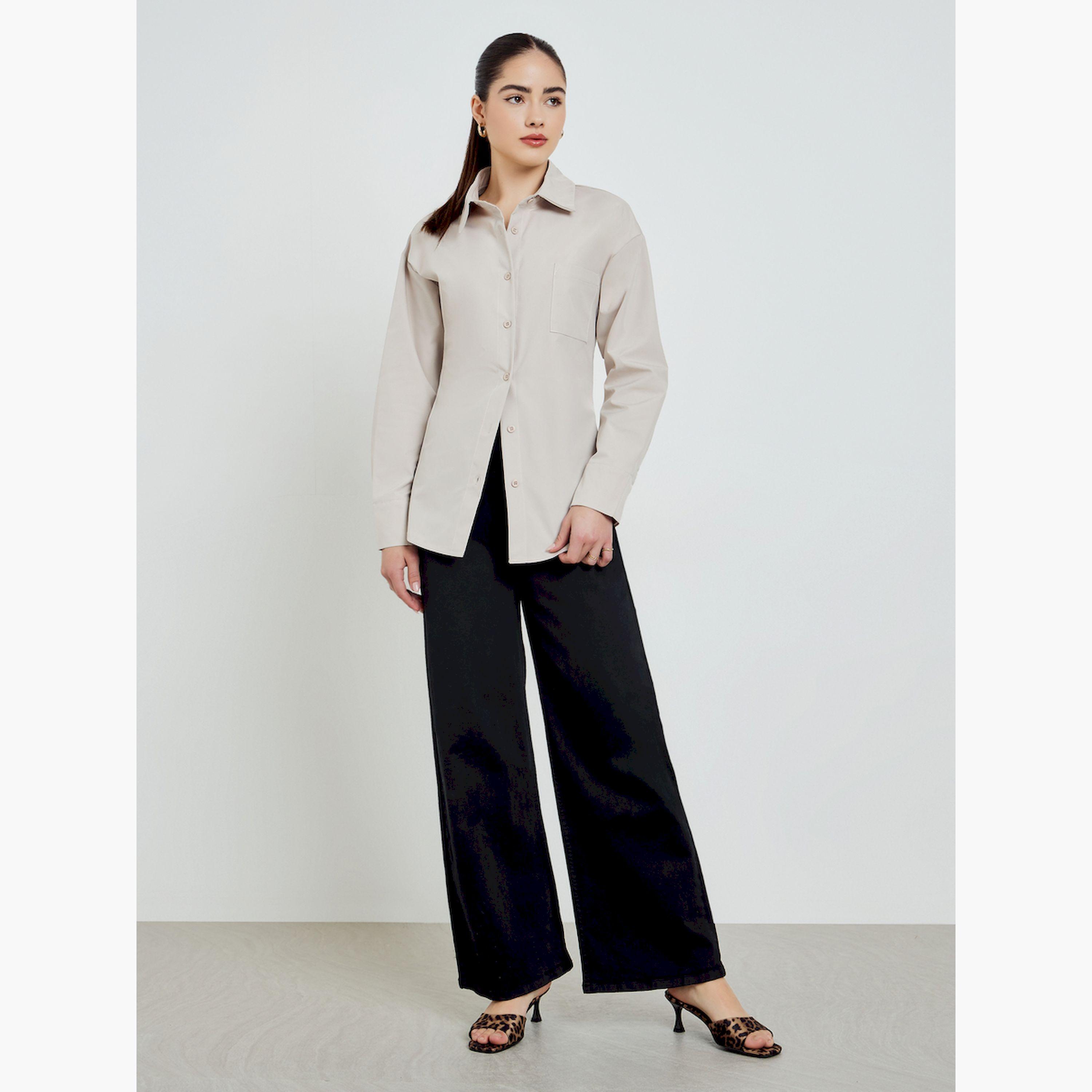 بلوزة واسعة بليسيه سادة-women-clothing-shirtsandblouses-shirts-image-2