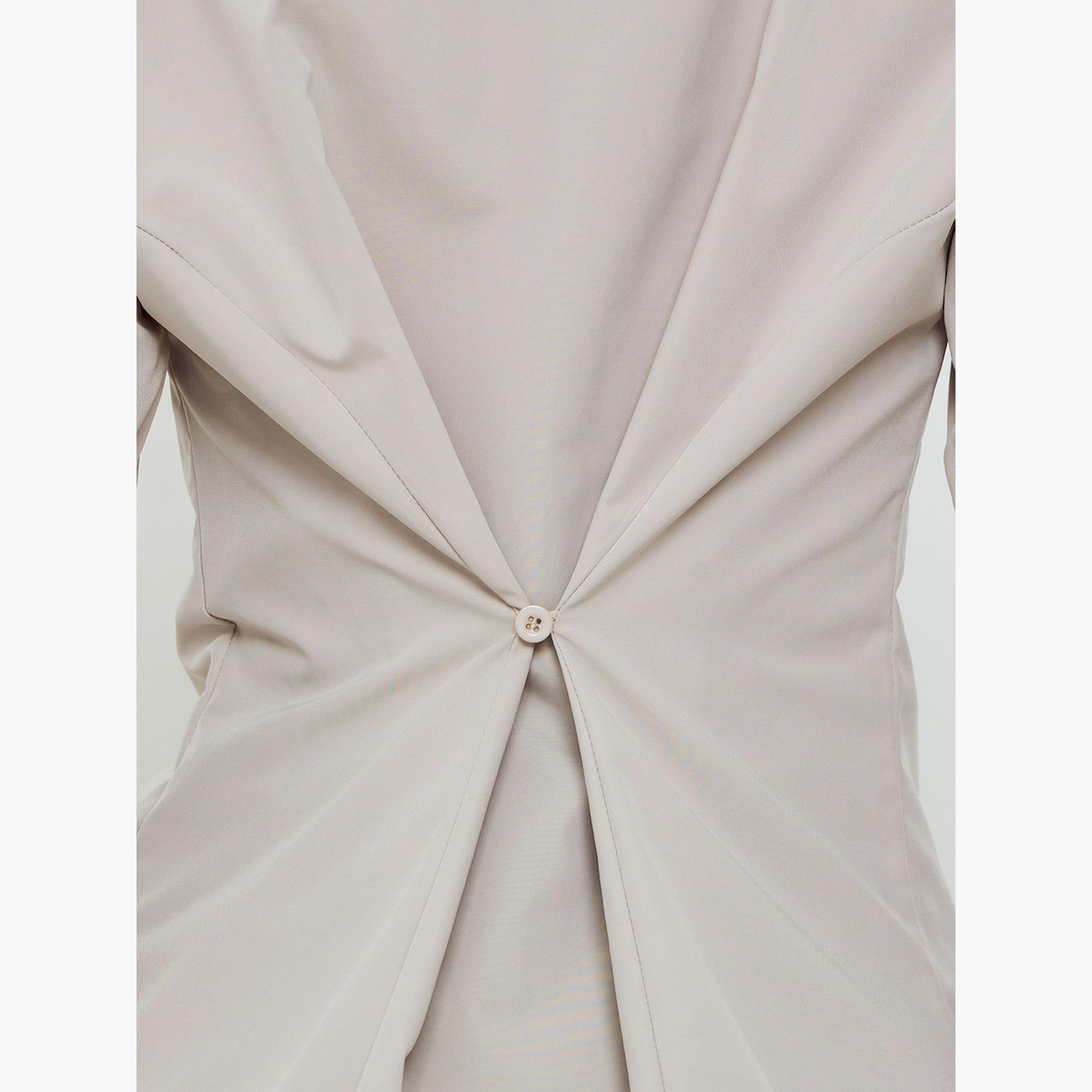 Styli Beige Solid Oversized Pleated Shirt-women-clothing-shirtsandblouses-shirts-image-5