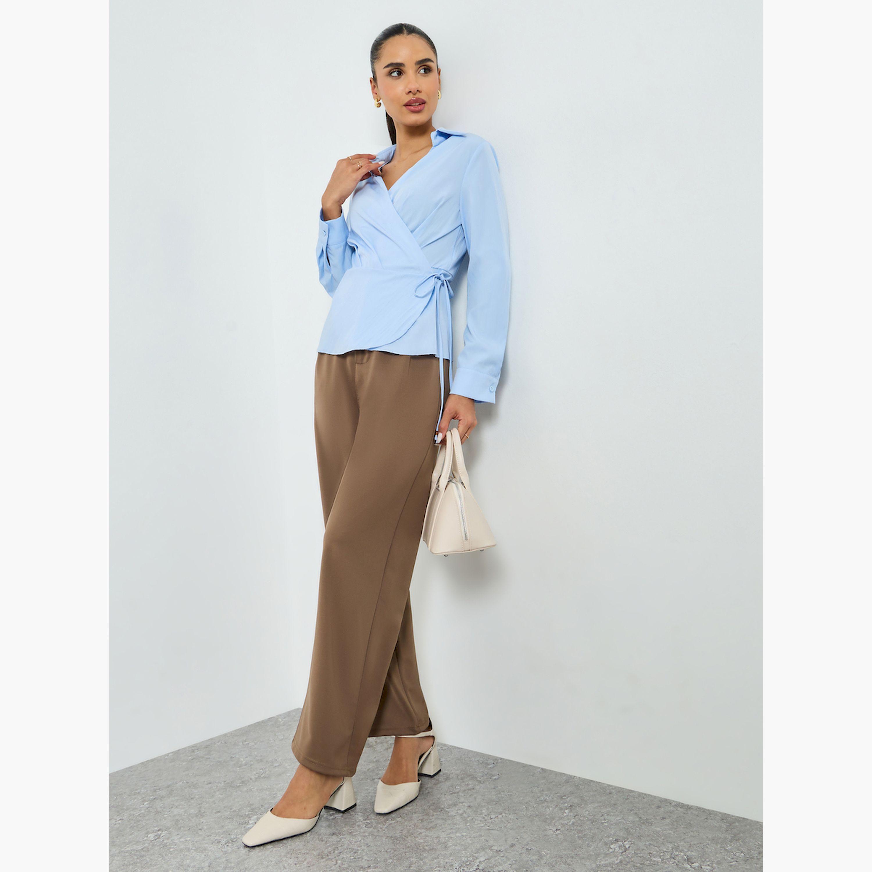 بلوزة بأكمام طويلة بتفاصيل ربطة-women-clothing-shirtsandblouses-blouses-image-2
