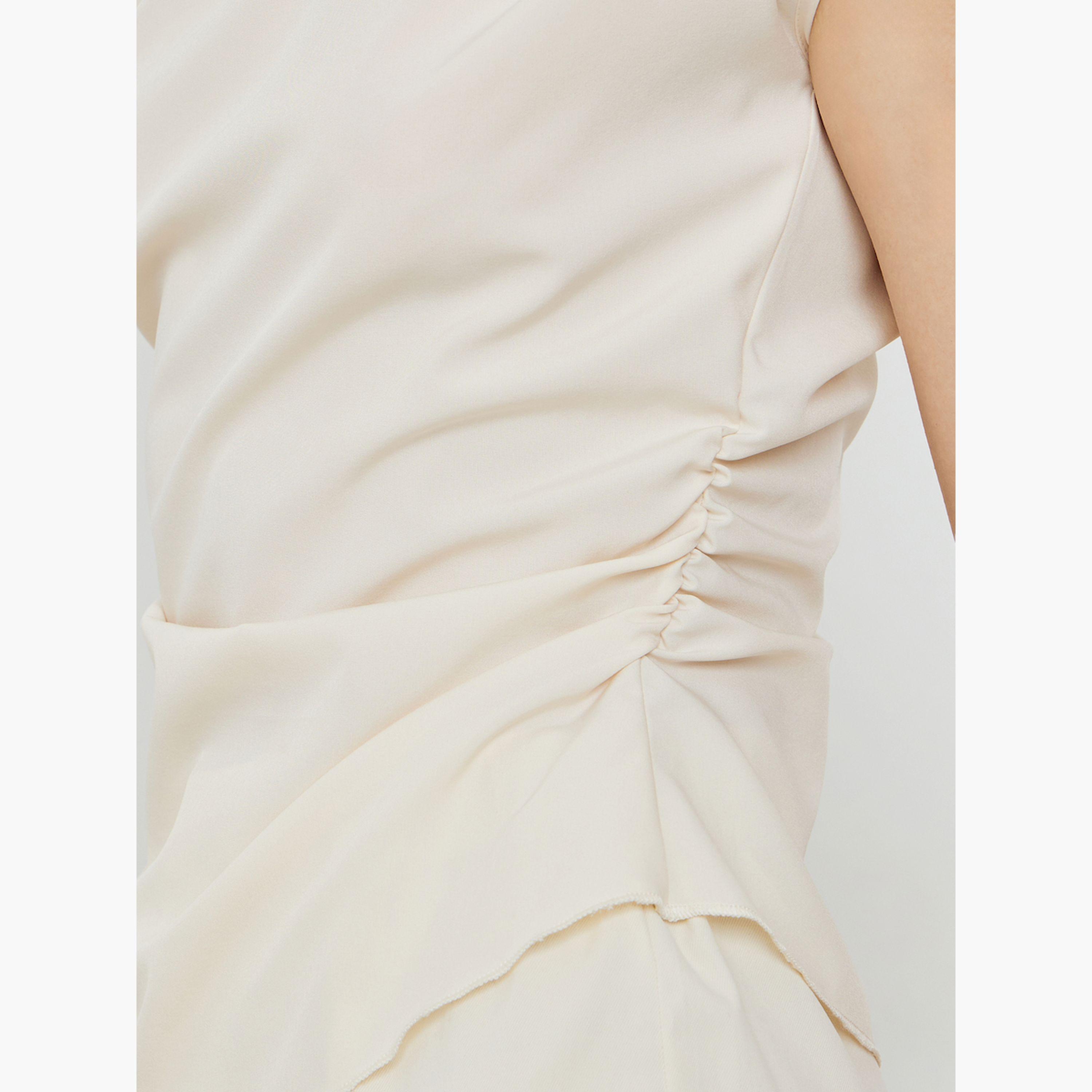 Styli Beige Pleated Sleeveless Blouse-women-clothing-shirtsandblouses-blouses-image-5