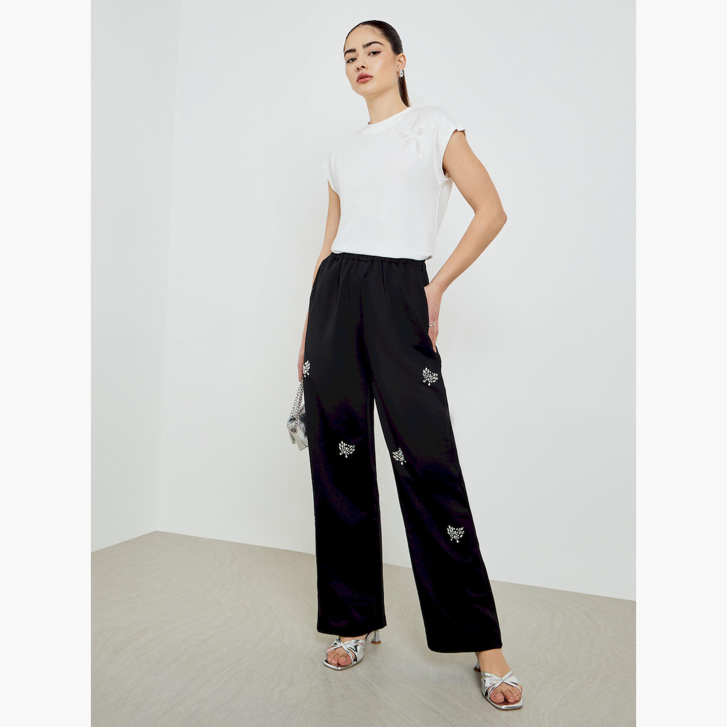 جوغر بقصة سائبة منمق بحجر الراين مع جيوب-women-clothing-bottoms-joggers-image-2