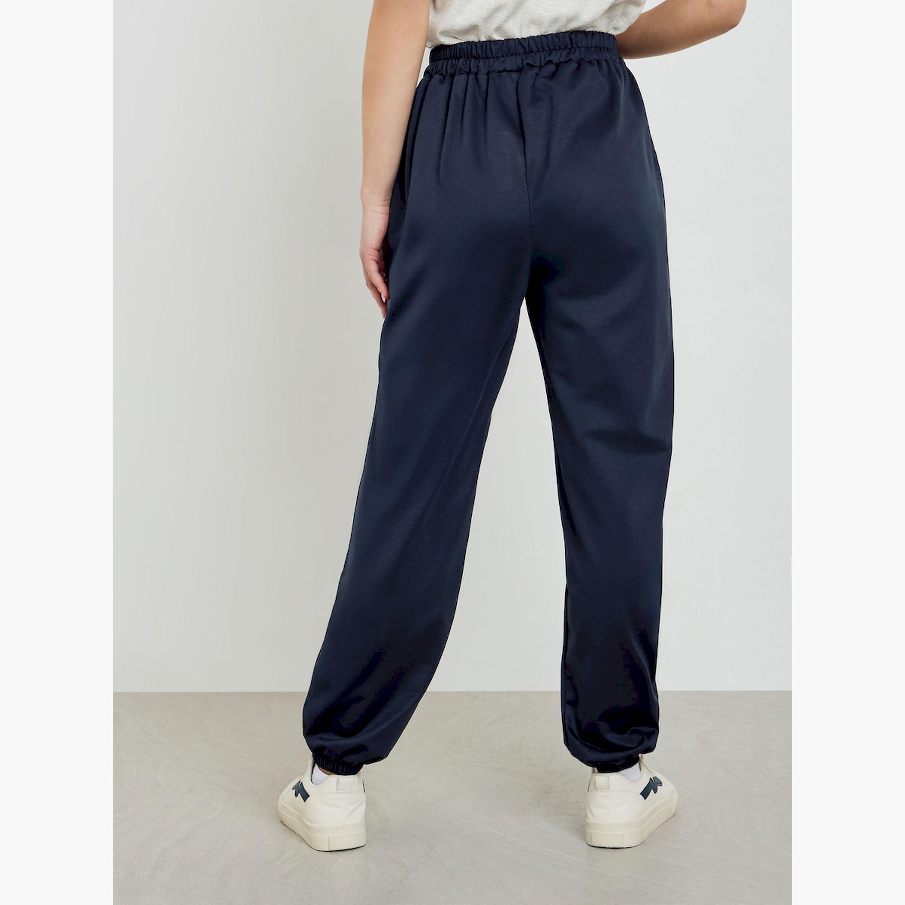 Styli Navy Blue Slogan Printed Wide Leg Joggers-women-clothing-bottoms-joggers-image-4