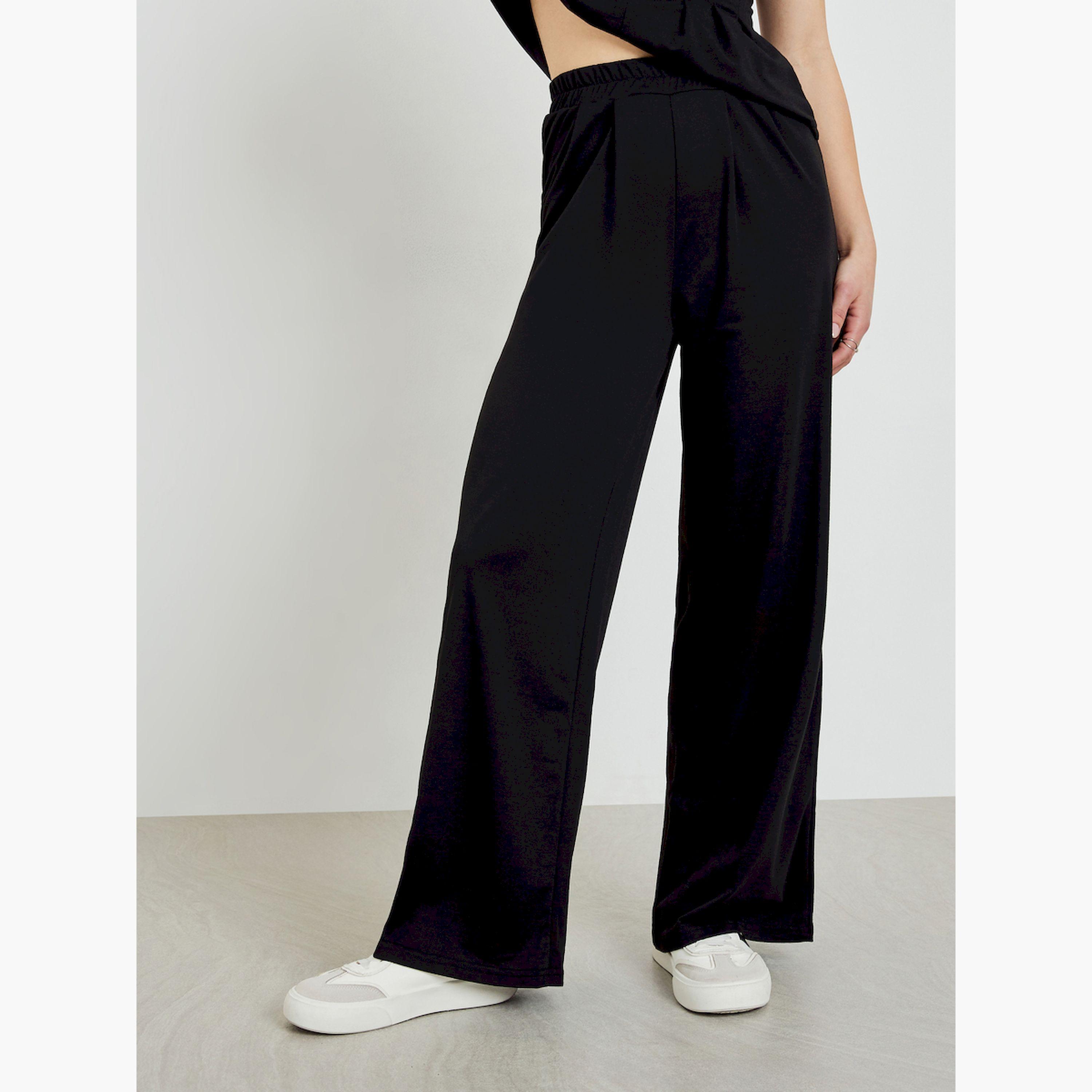 طقم منسق من بنطال وبلوزة بخصر بكسرات-women-clothing-coordsets-image-5