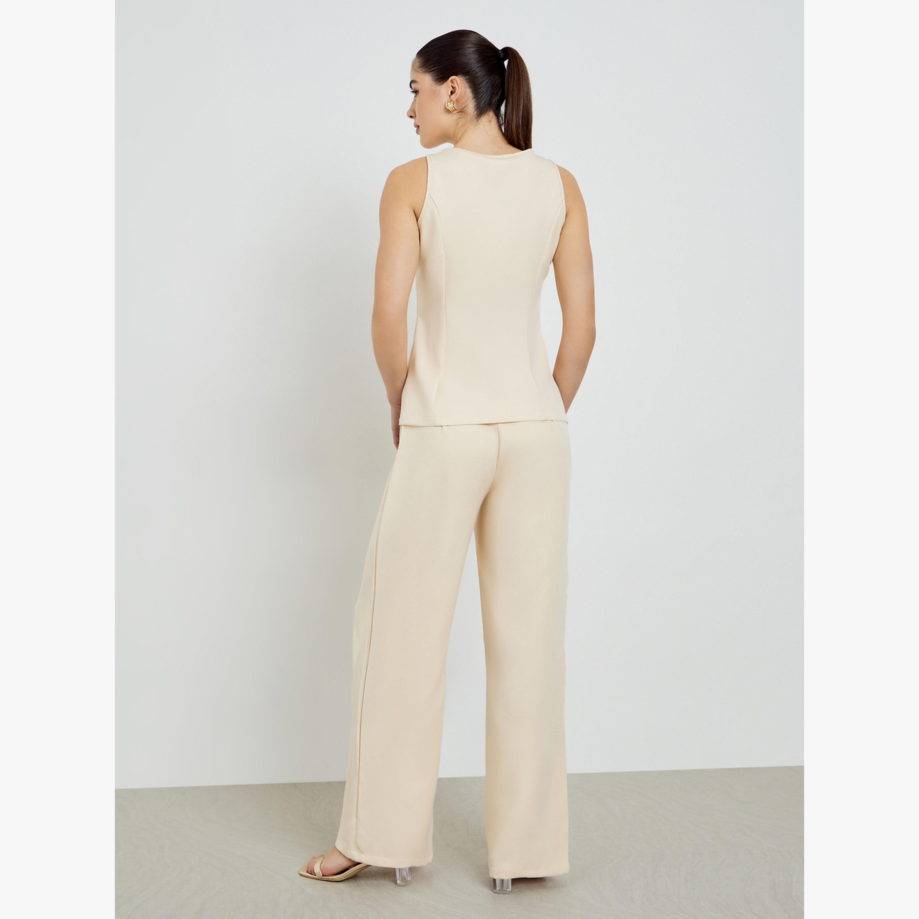 طقم منسق من صدرية بأزرار وبنطال بأرجل واسعة-women-clothing-coordsets-image-4