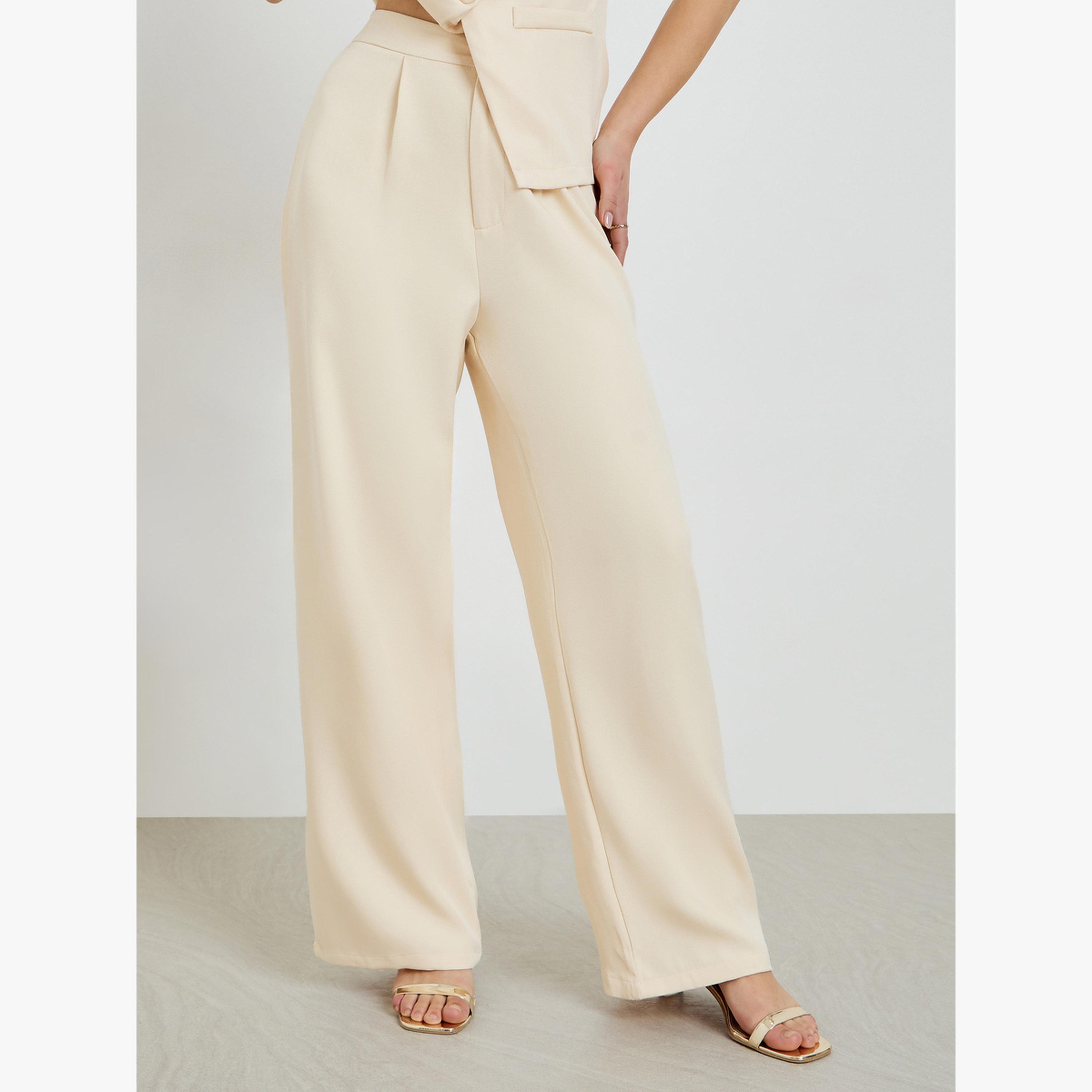 طقم منسق من صدرية بأزرار وبنطال بأرجل واسعة-women-clothing-coordsets-image-5