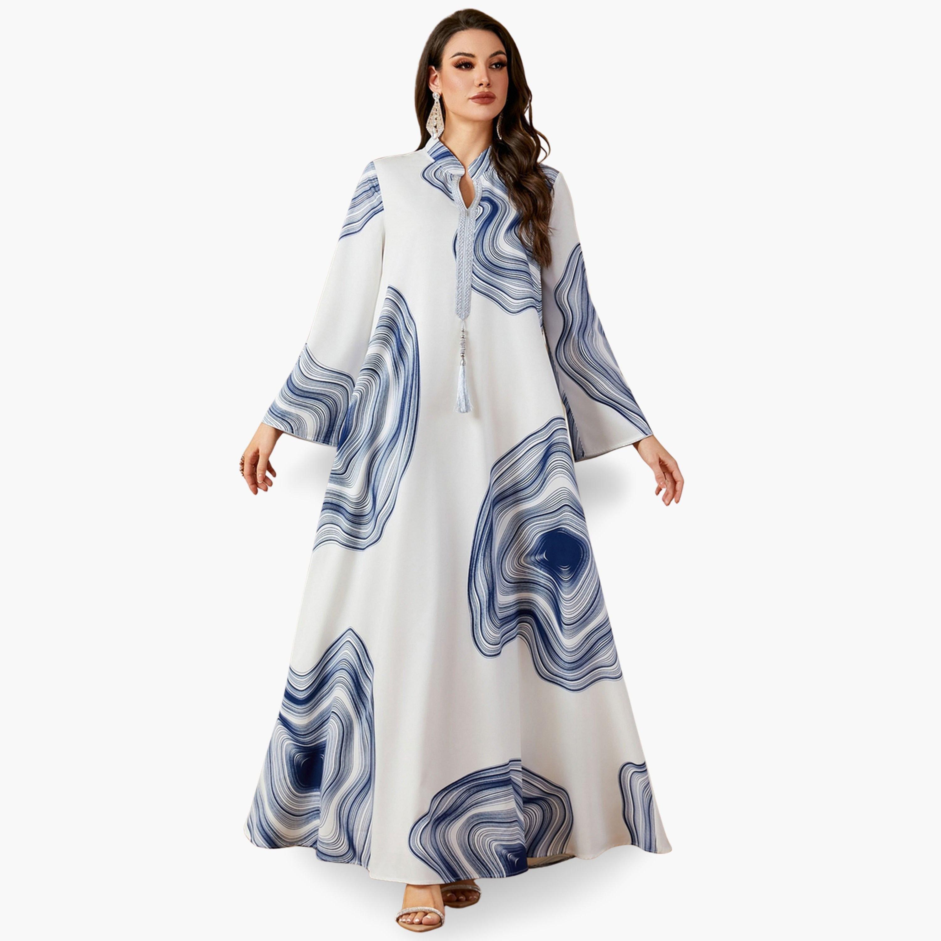 Take Two Women Printed Tasselled A-Line Jalabiya-women-arabicclothing-jalabiyas-image-1