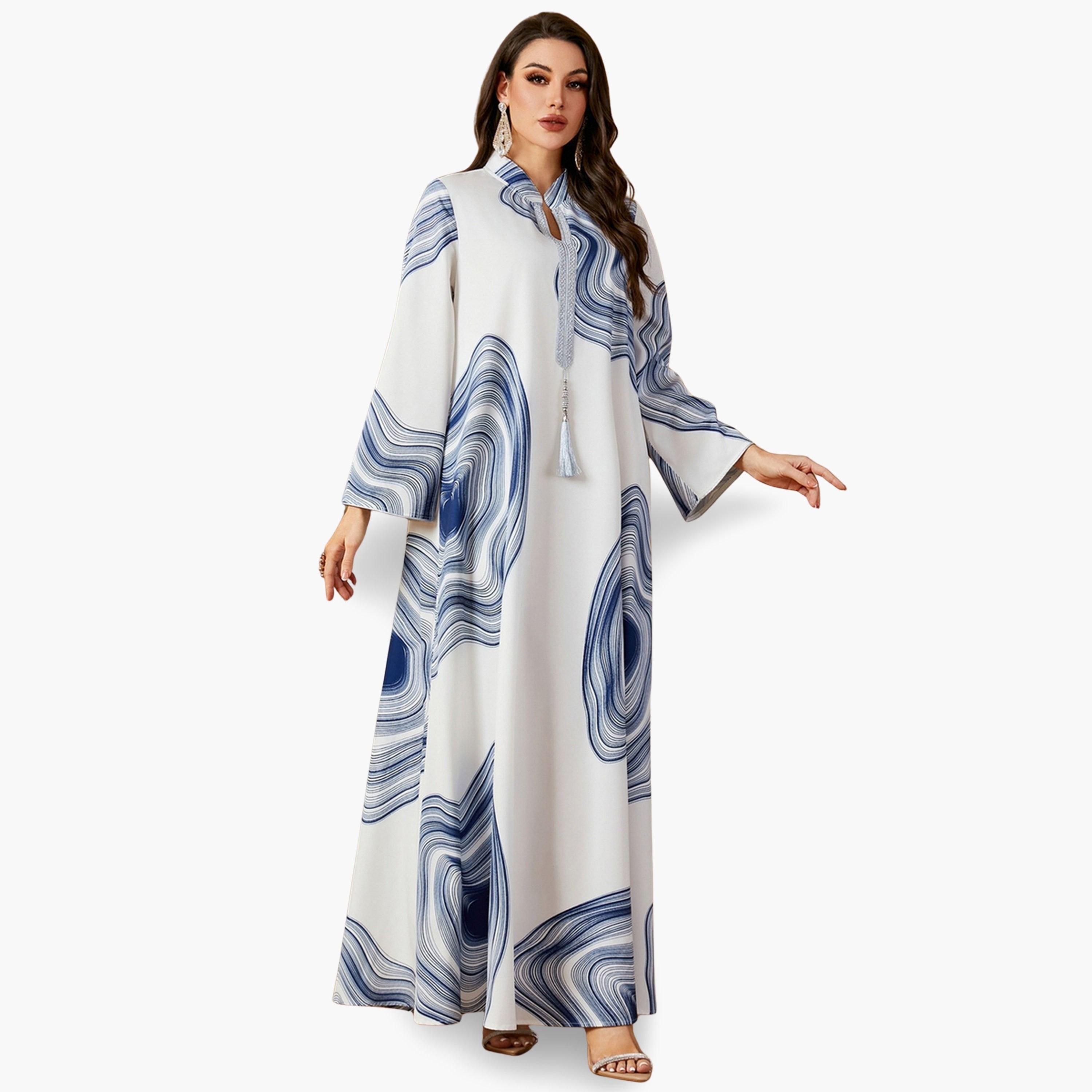 Take Two Women Printed Tasselled A-Line Jalabiya-women-arabicclothing-jalabiyas-image-3