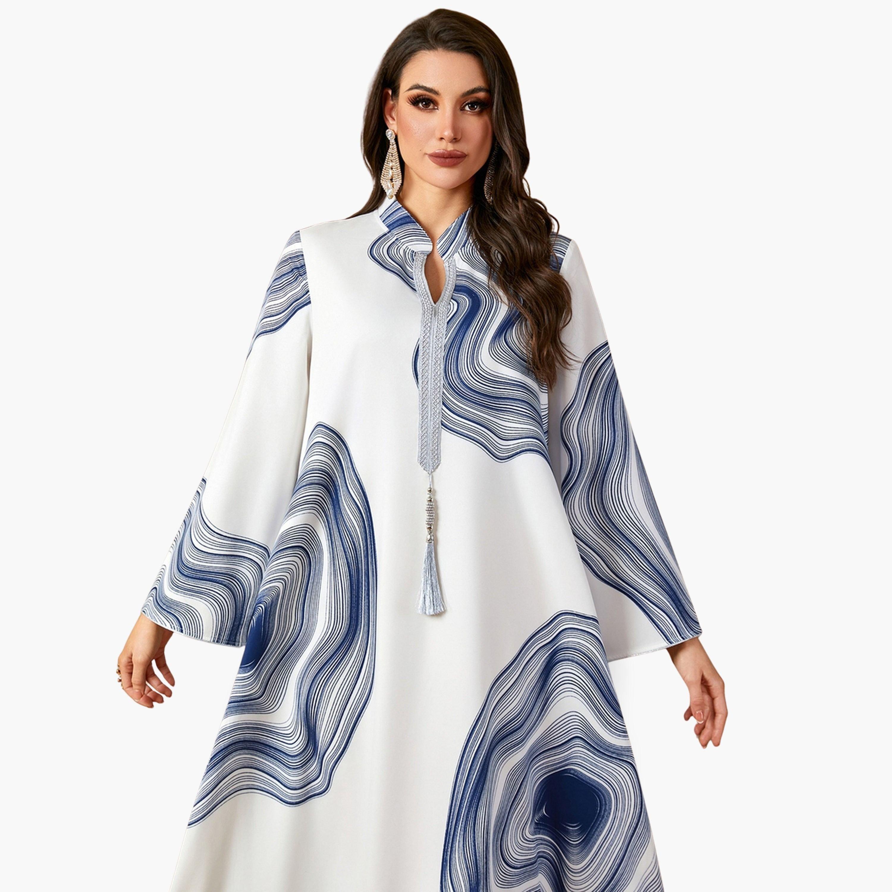 Take Two Women Printed Tasselled A-Line Jalabiya-women-arabicclothing-jalabiyas-image-5