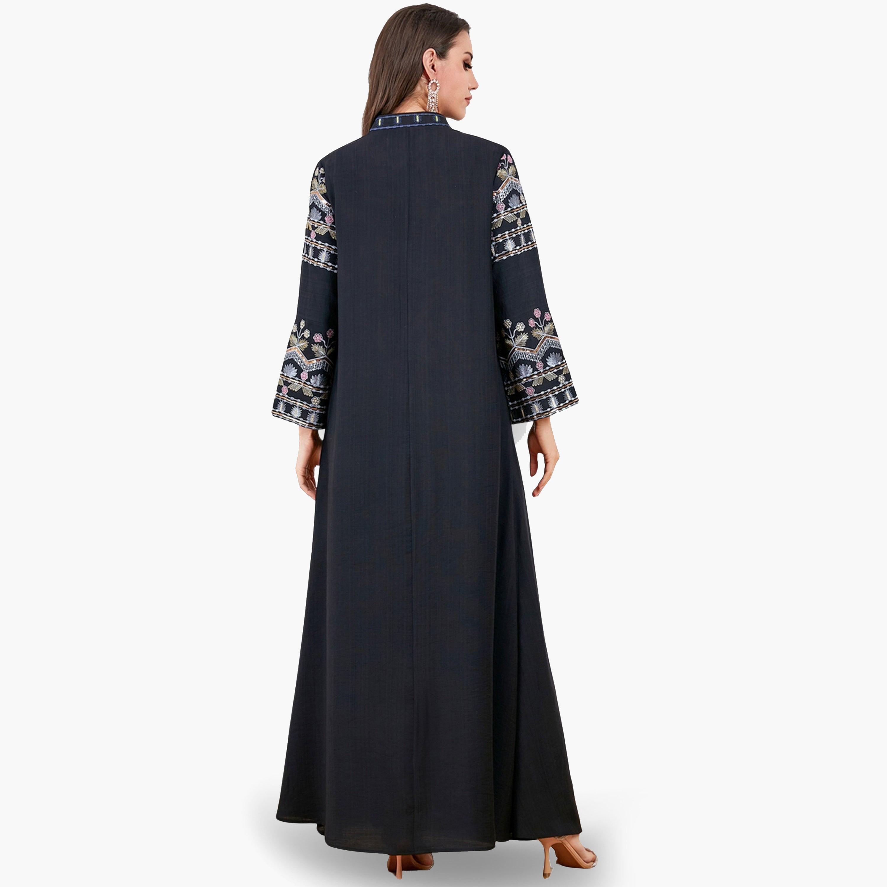 Take Two Women Black Embroidered A-Line Jalabiya-women-arabicclothing-jalabiyas-image-3