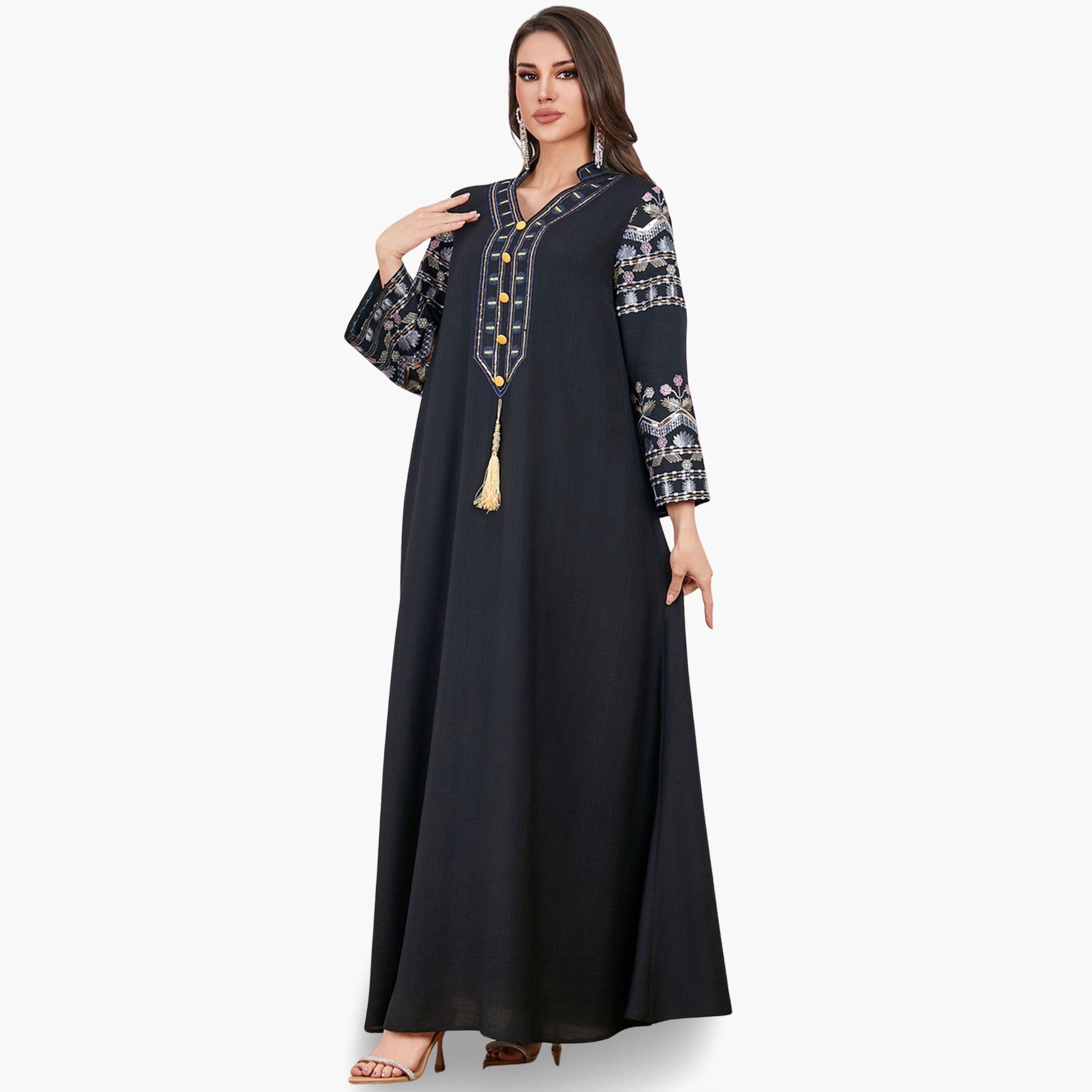 Take Two Women Black Embroidered A-Line Jalabiya-women-arabicclothing-jalabiyas-image-5