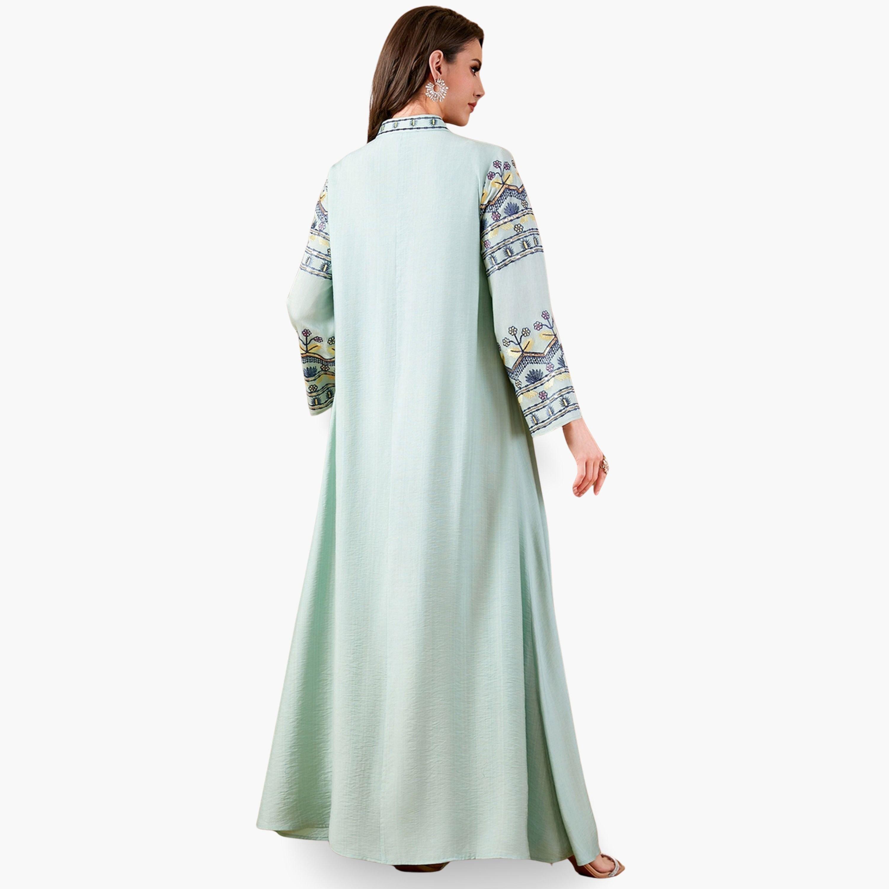 جلابية طويلة مطرزة بياقة سبعة وأكمام طويلة وشرابات-women-arabicclothing-jalabiyas-image-4