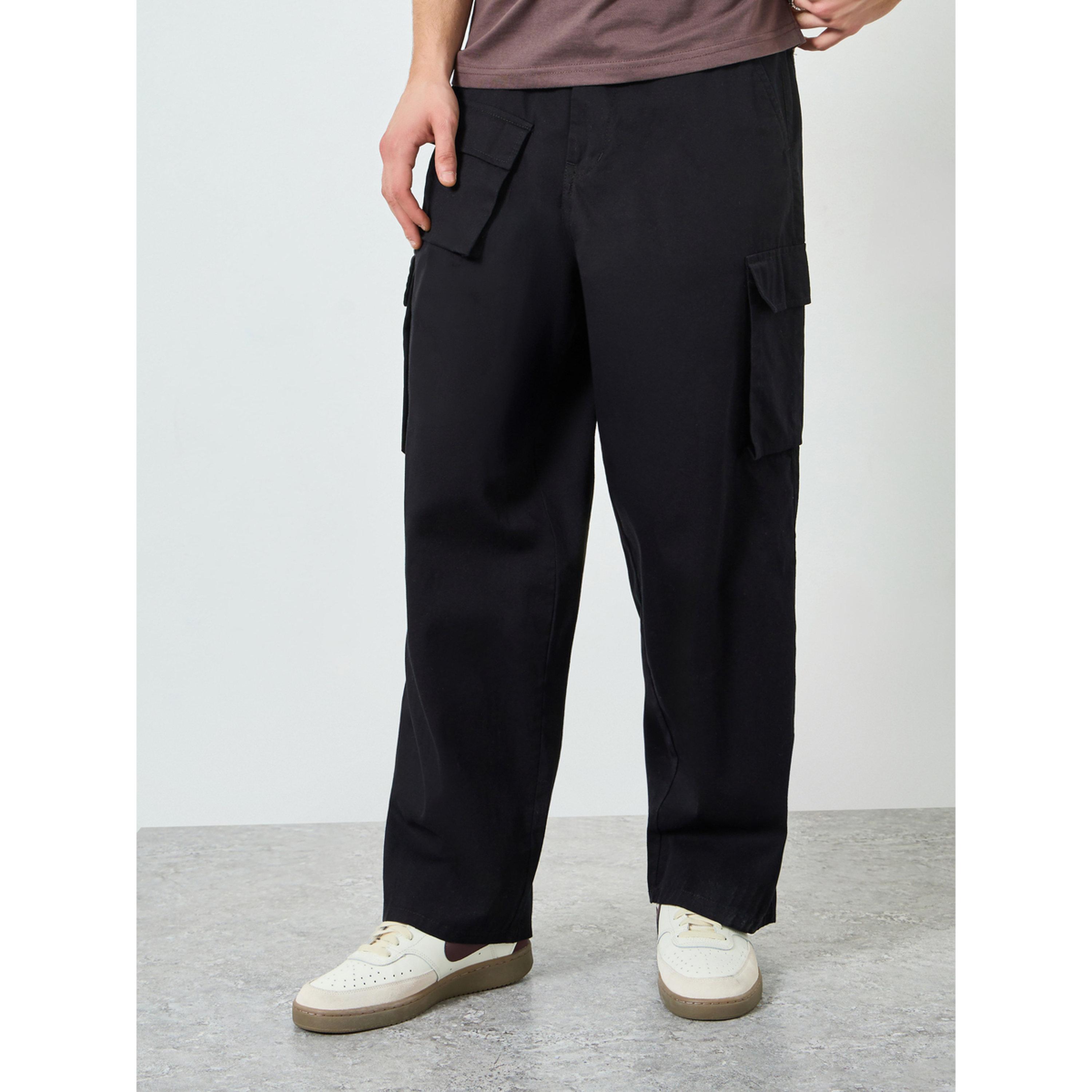 بنطال قطن منسوج بقصة واسعة-men-clothing-bottoms-trousersandchinos-trousers-image-1