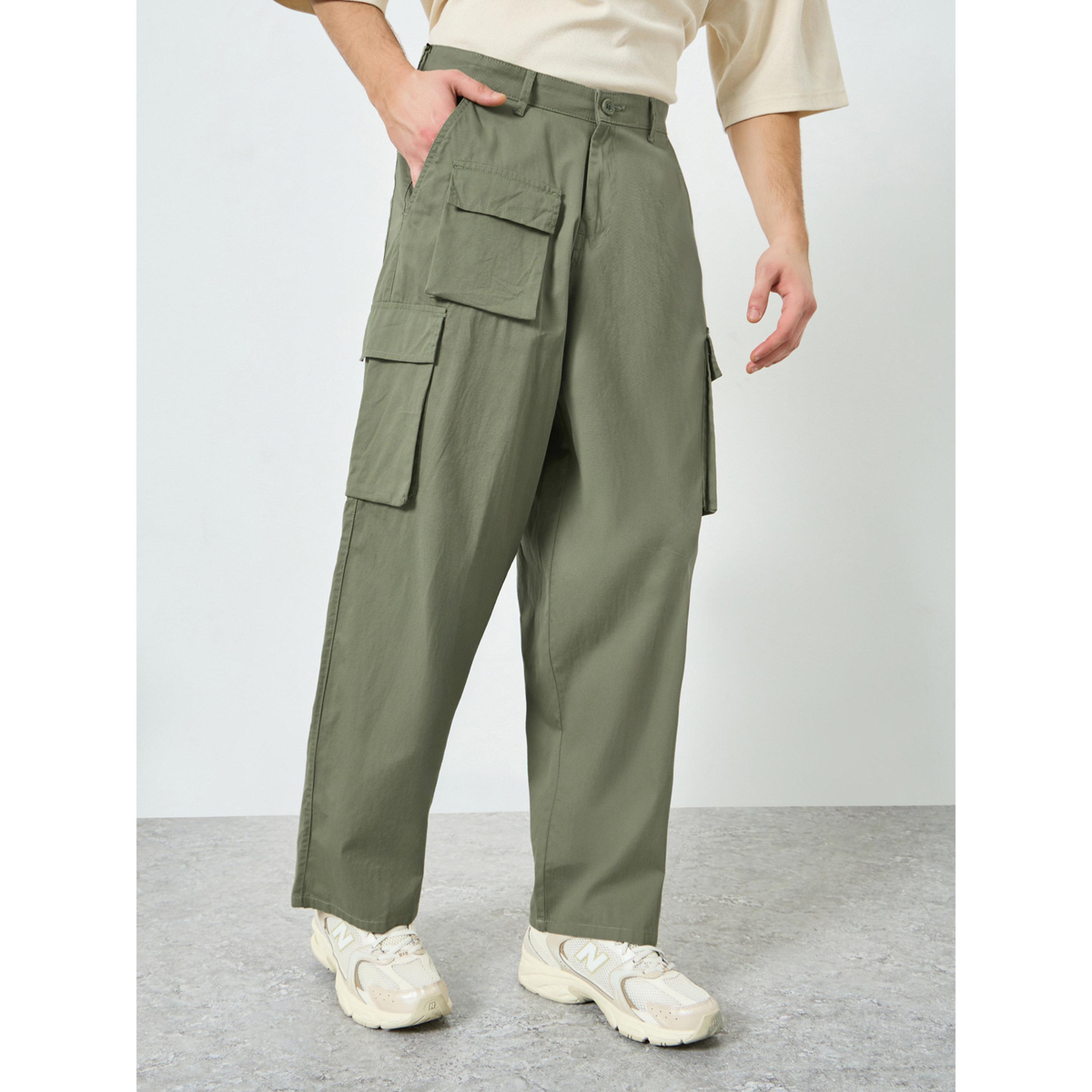 ستايلي - بنطلون رجالي فضفاض لون الزيتوني-men-clothing-bottoms-joggers-image-1