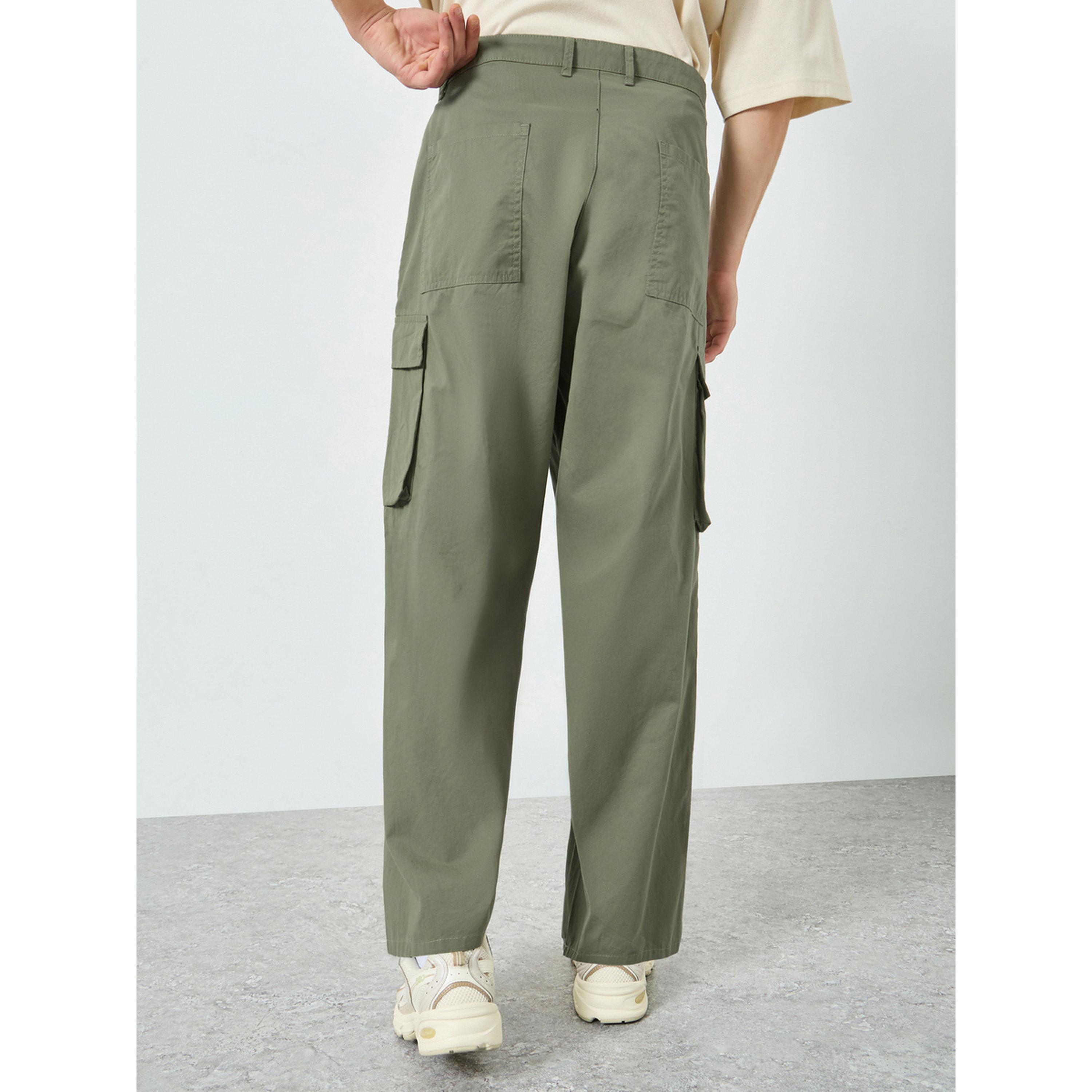Styli Men Olive Green Baggy Fit Trousers-men-clothing-bottoms-joggers-image-4