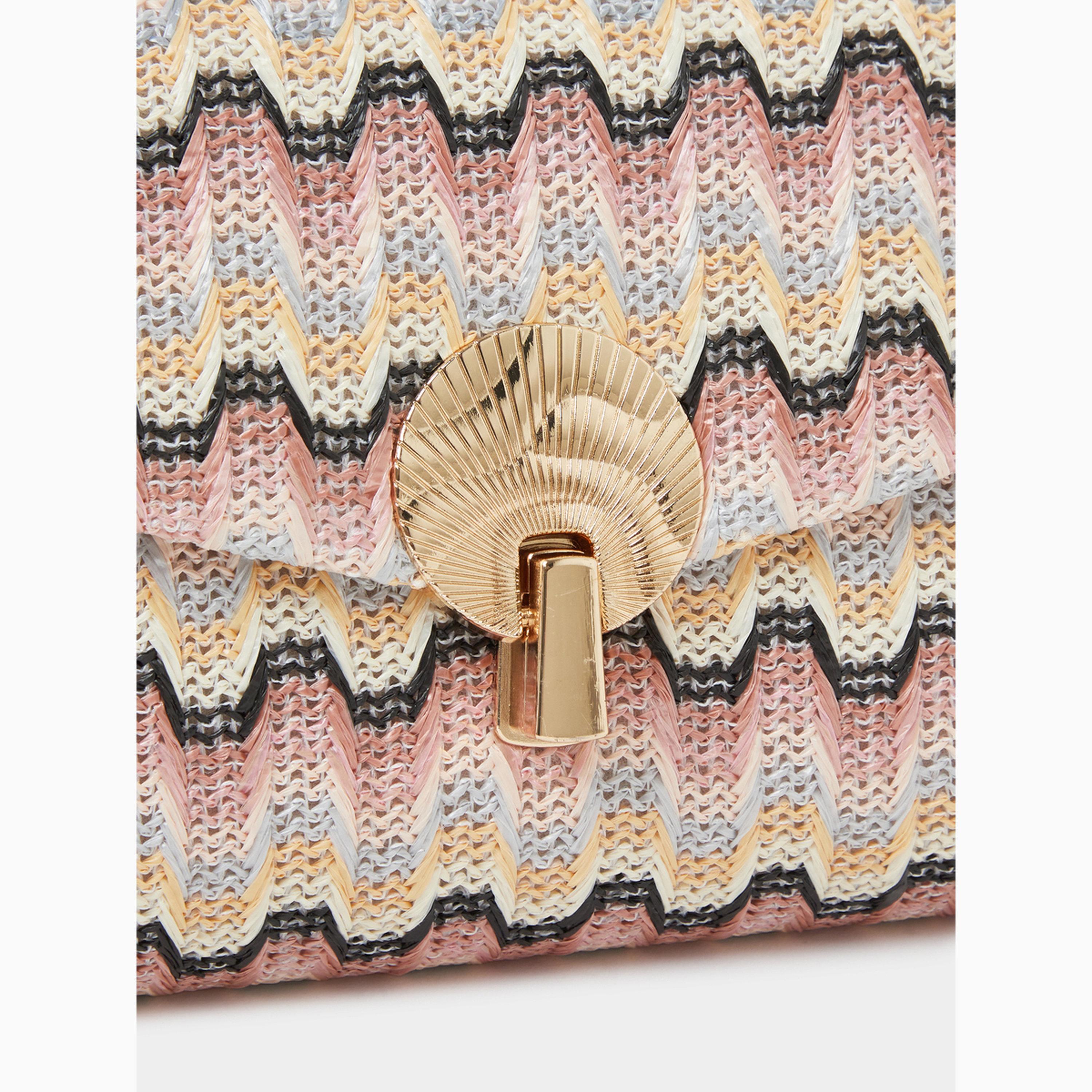 Styli Flap Patterned Clutch with Chain Strap-women-bagsandwallets-handbags-image-2