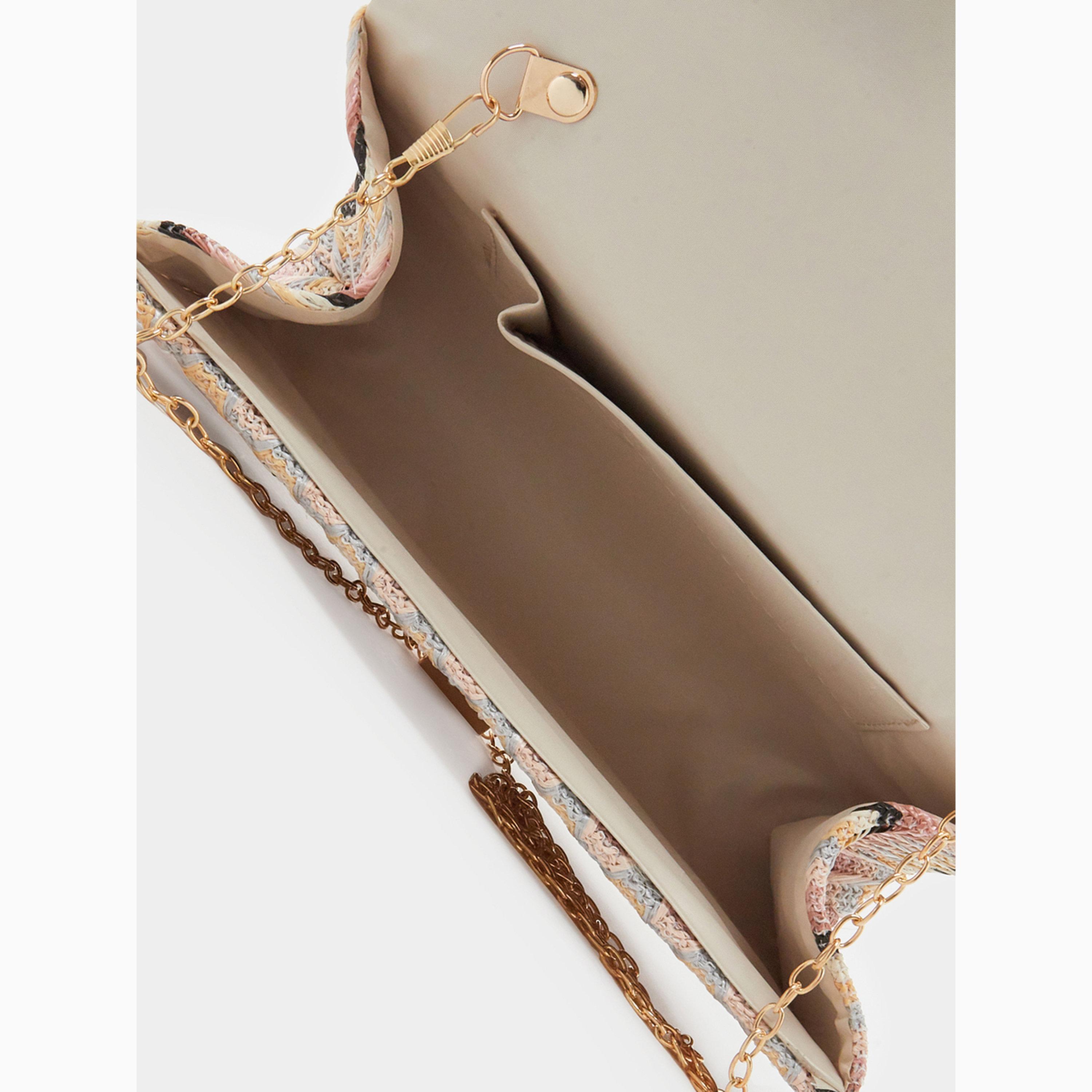 حقيبة كلتش منقوشة بغطاء وقفل وحمالة سلسلة-women-bagsandwallets-handbags-image-4