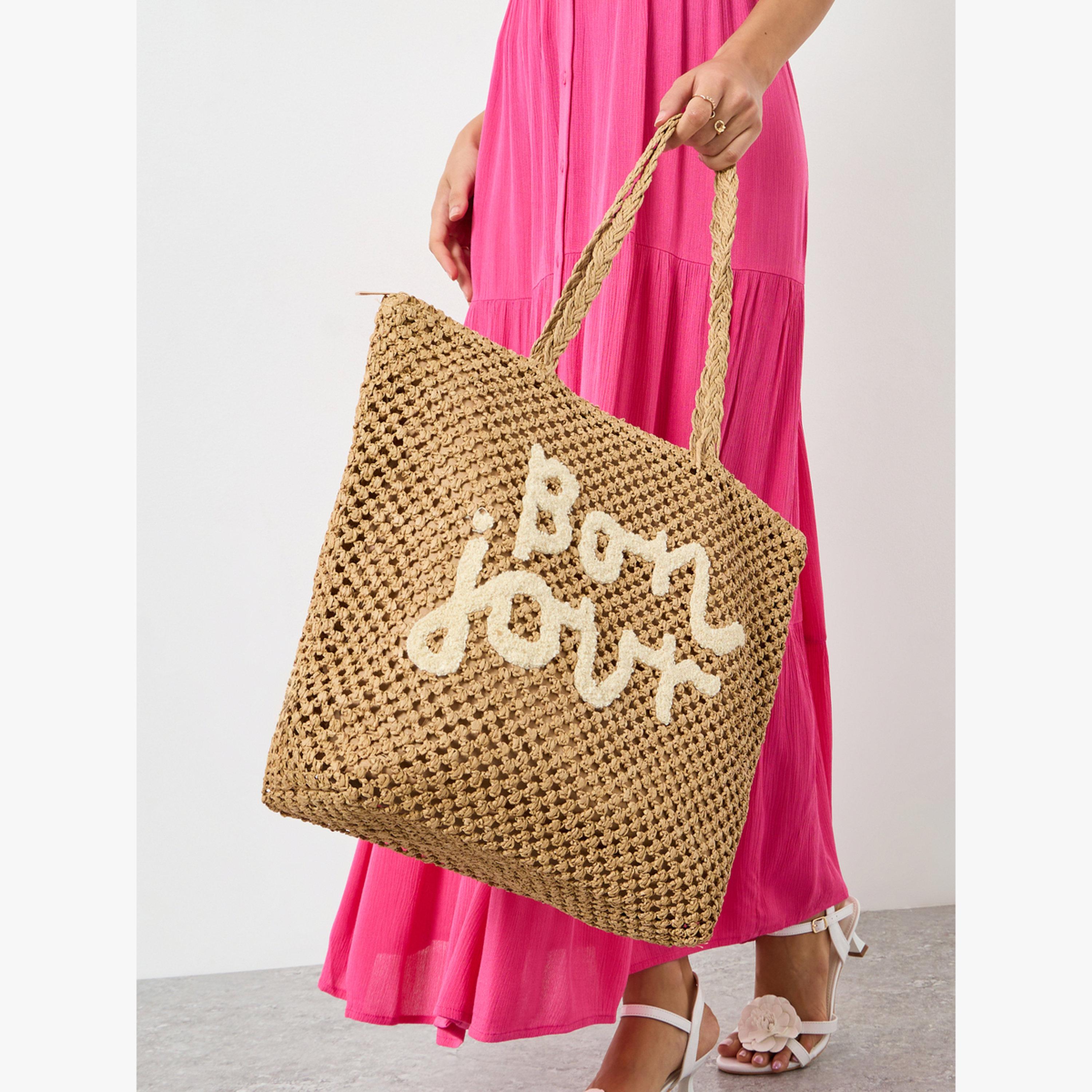 شنطة توتي منسوجة للشاطئ بتطريز-women-bagsandwallets-handbags-image-2