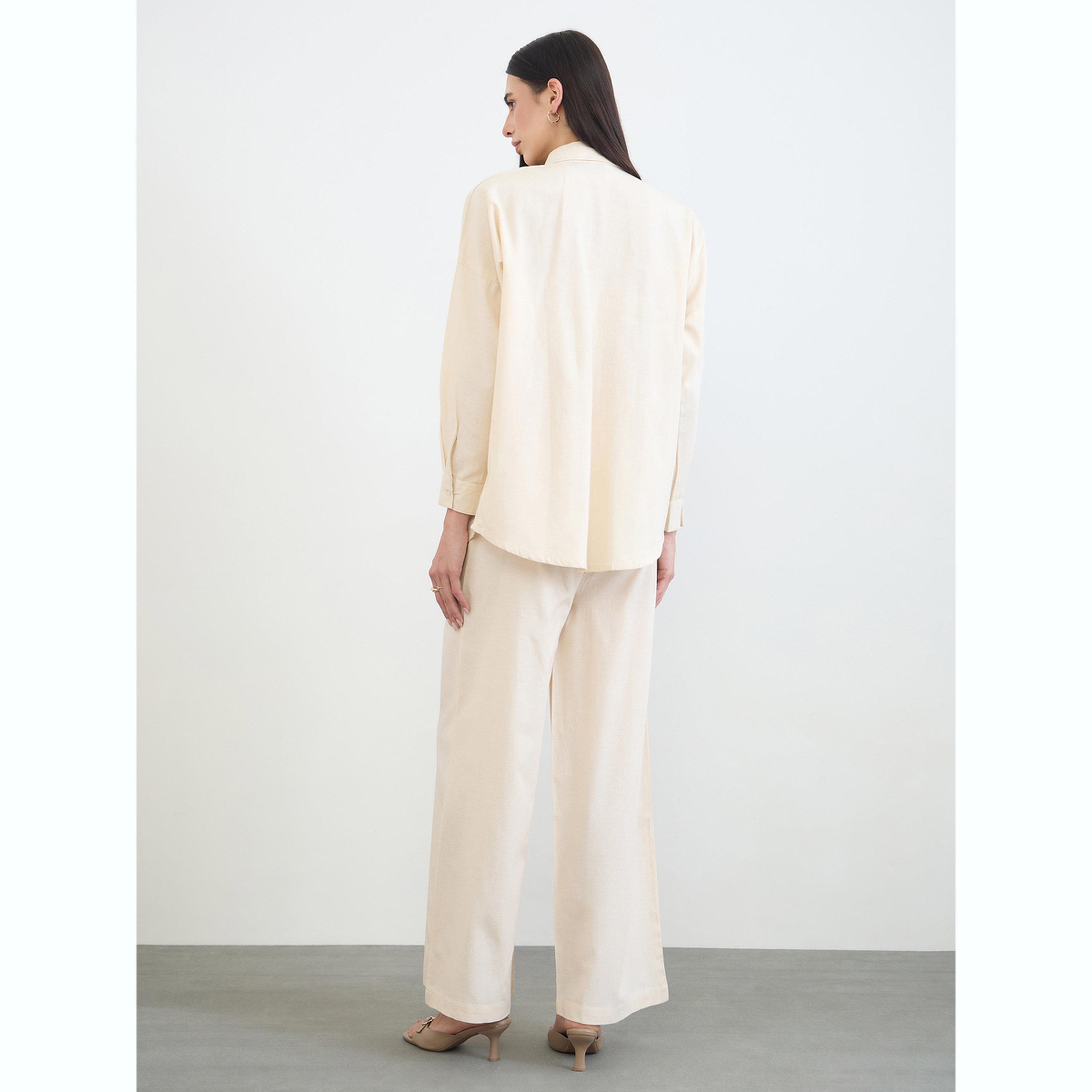 طقم منسق من بنطال وبلوزة قطن بقصة مريحة-women-clothing-coordsets-image-4