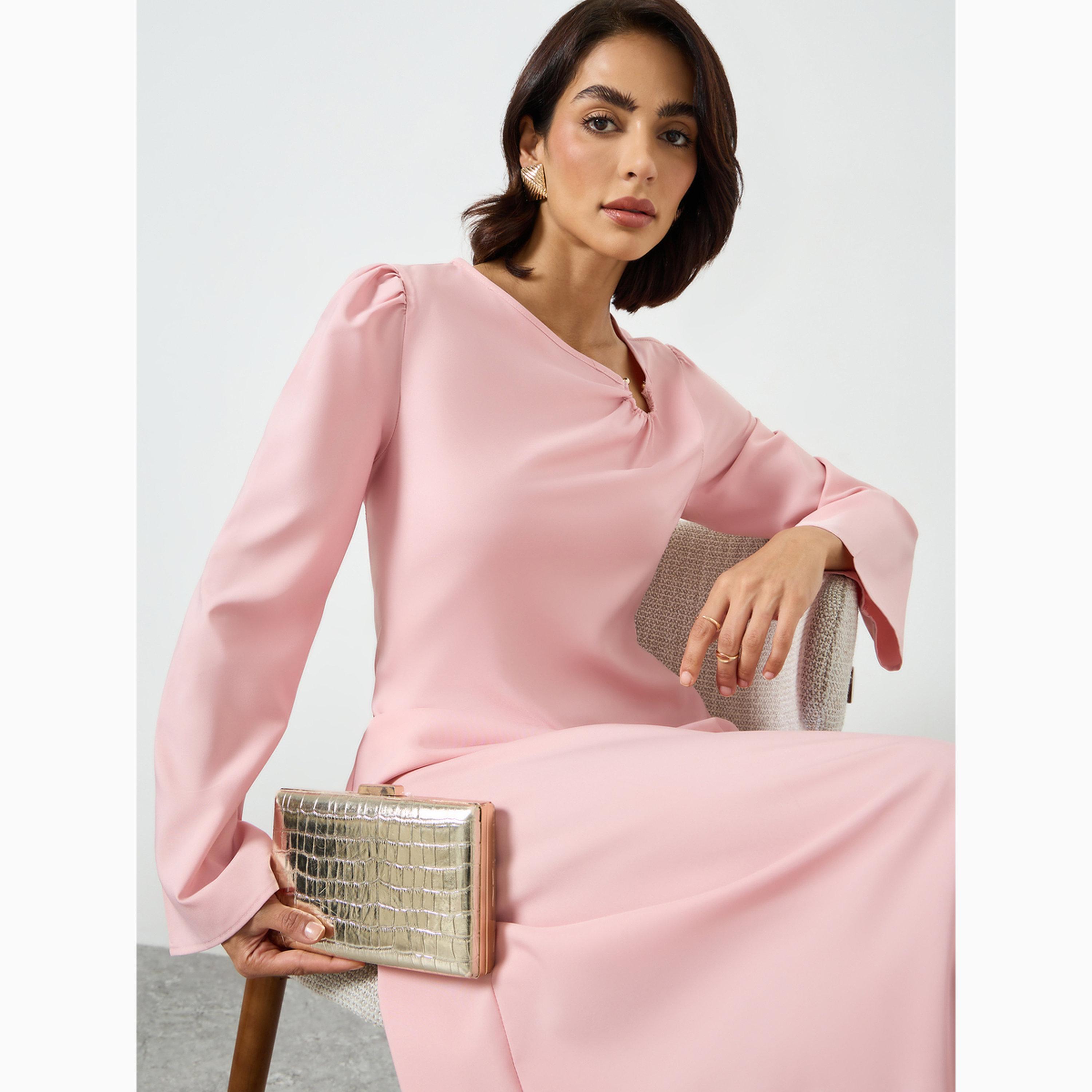 Take Two Pink Asymmetric Neck Shift Maxi Dress-women-clothing-dresses-image-2