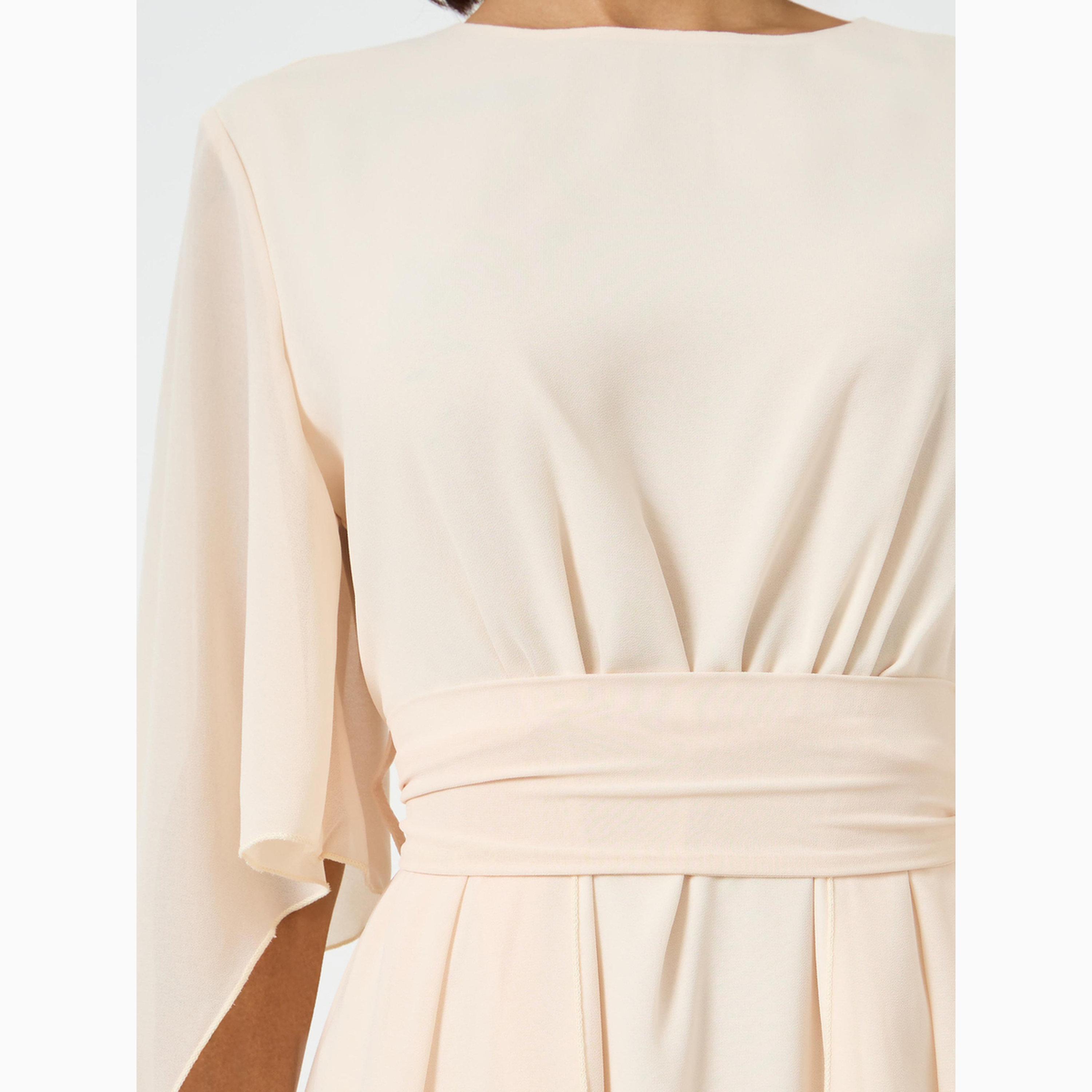 Take Two Beige Angel Sleeve Belted Maxi Dress-women-clothing-dresses-image-4