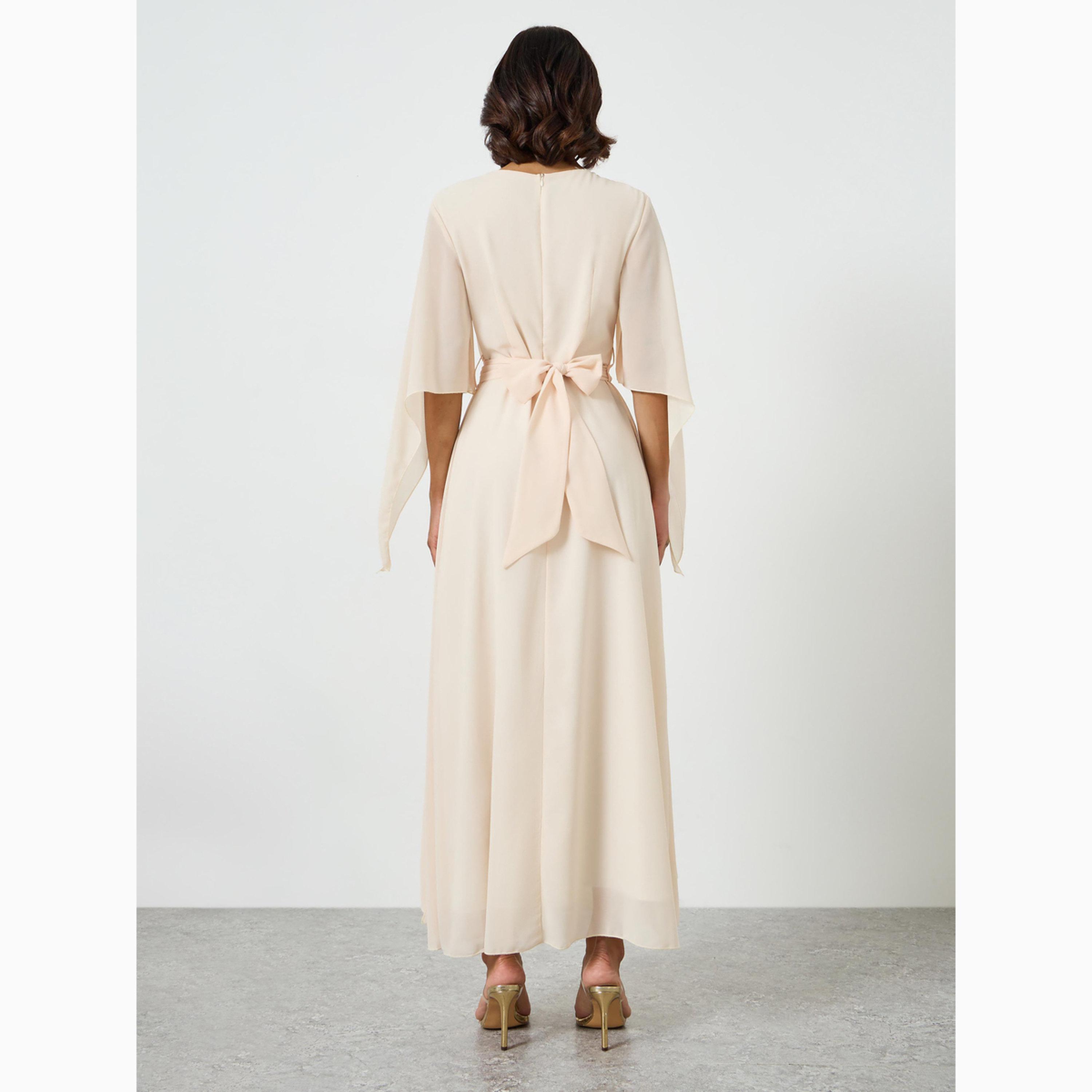 Take Two Beige Angel Sleeve Belted Maxi Dress-women-clothing-dresses-image-5