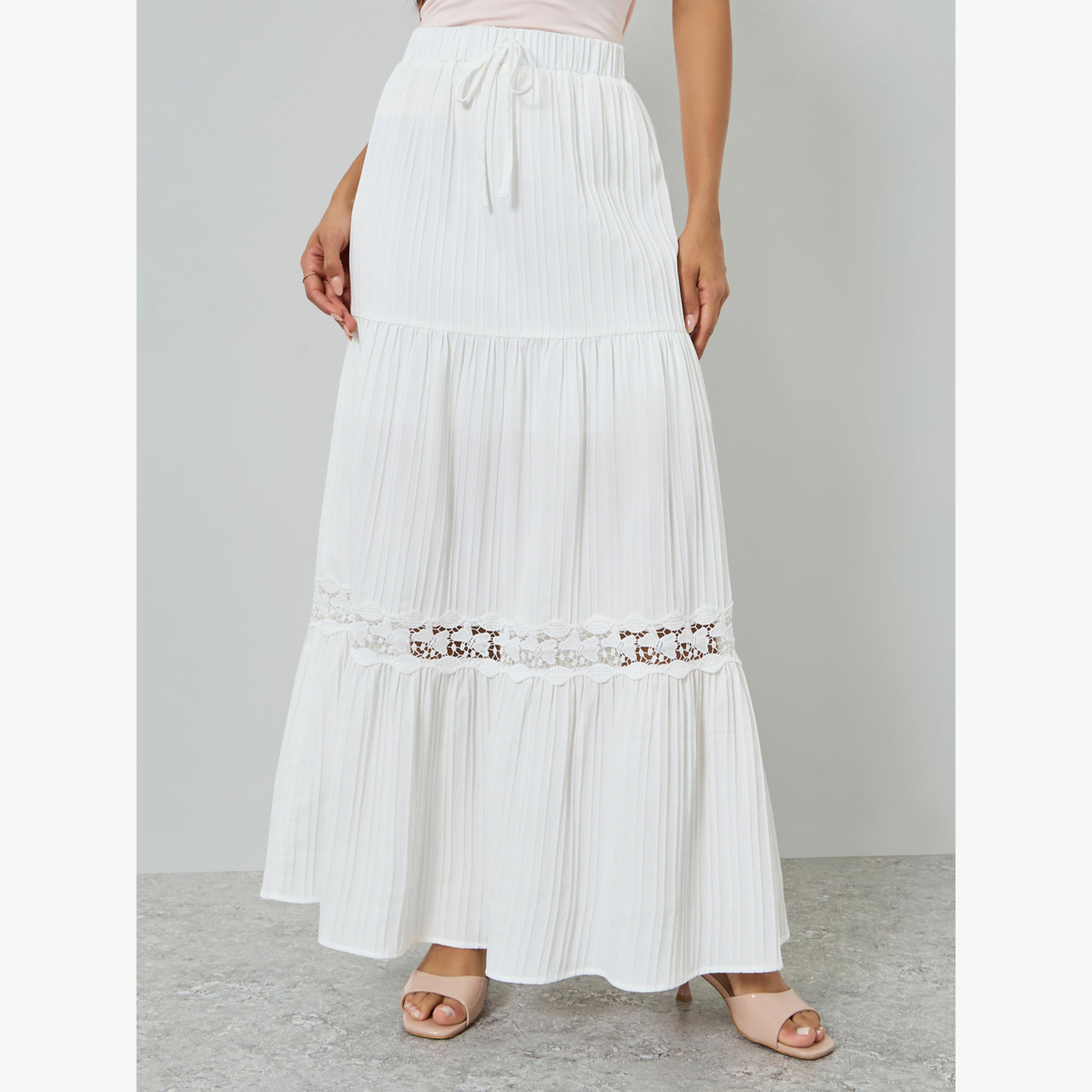 تنورة طويلة طبقات بتفاصيل دانتيل-women-clothing-bottoms-skirts-image-1
