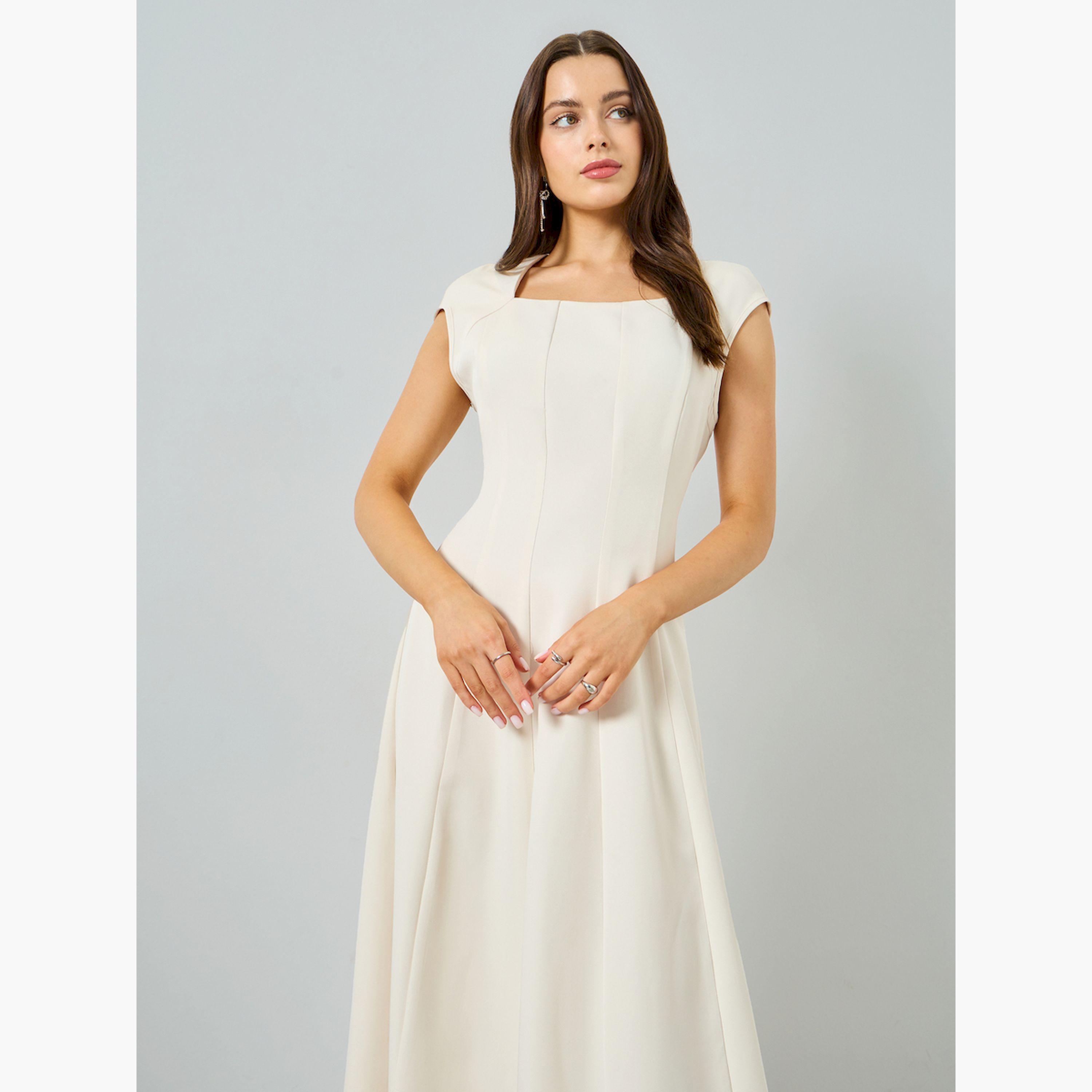 Take Two X Styli Beige Short Sleeve A-Line Maxi Dress-women-clothing-dresses-image-2