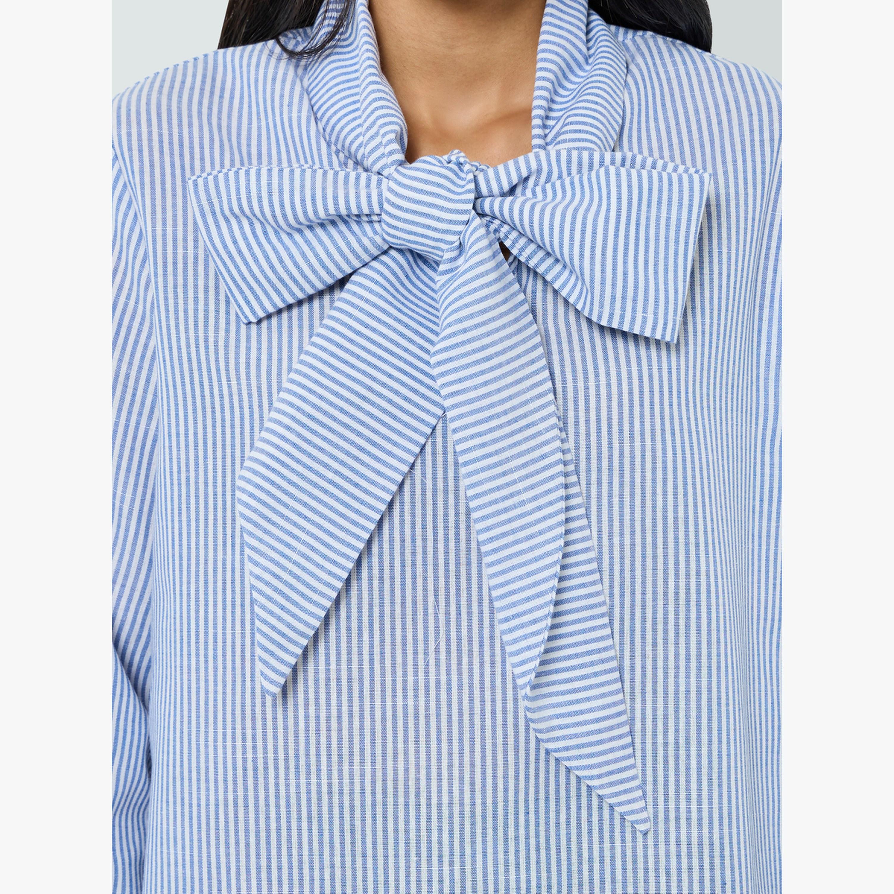 بلوزة مخططة برباط عنق-women-clothing-shirtsandblouses-blouses-image-5