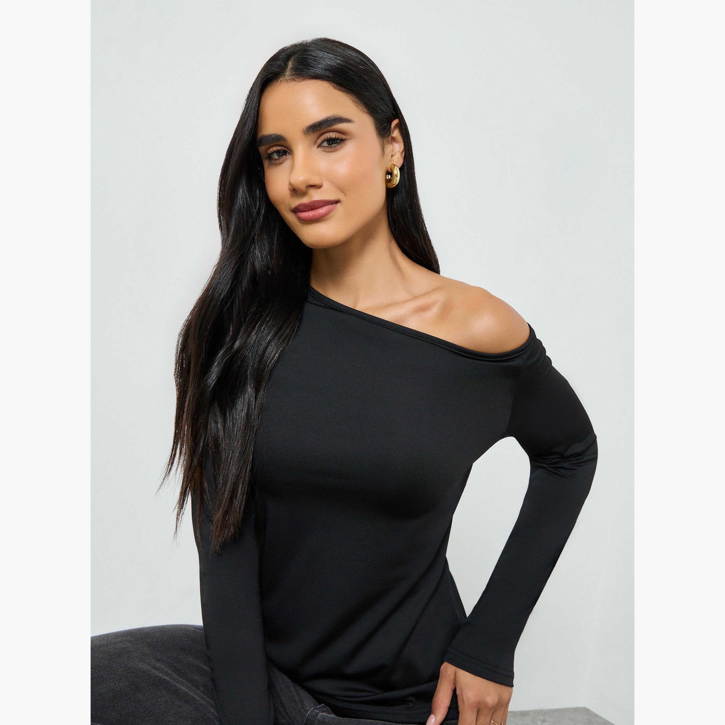 Take Two Black One Shoulder Long Sleeve Top-women-clothing-shirtsandblouses-blouses-image-3