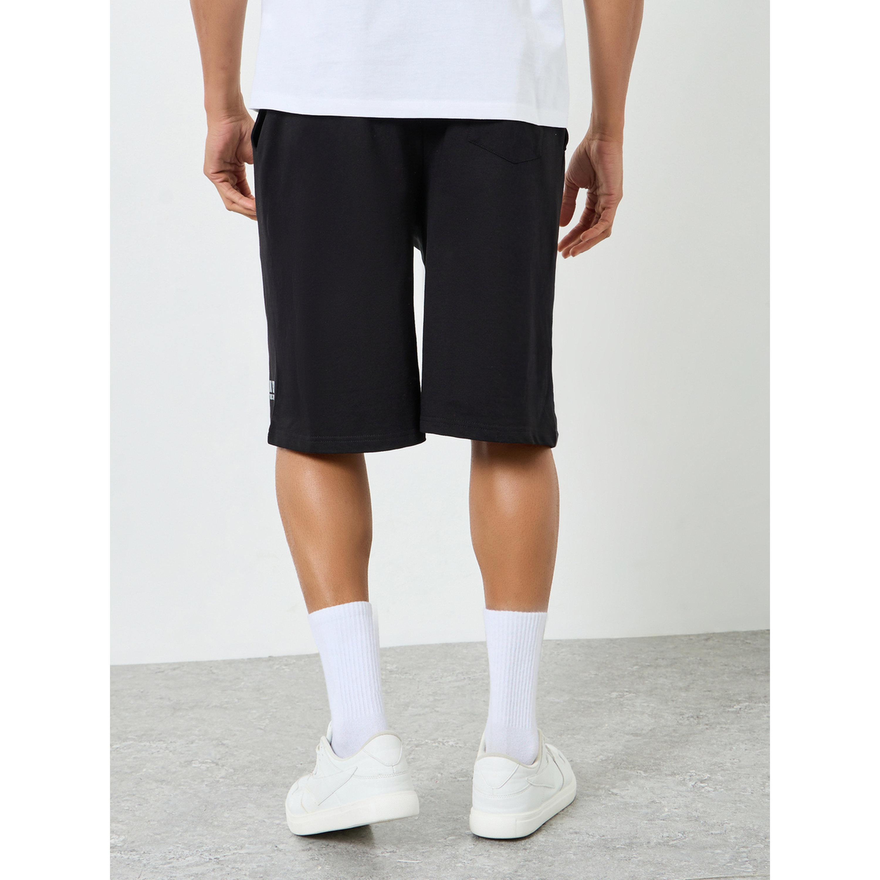 Styli Men Black Placement Print Oversized Shorts-men-clothing-bottoms-shorts-image-5