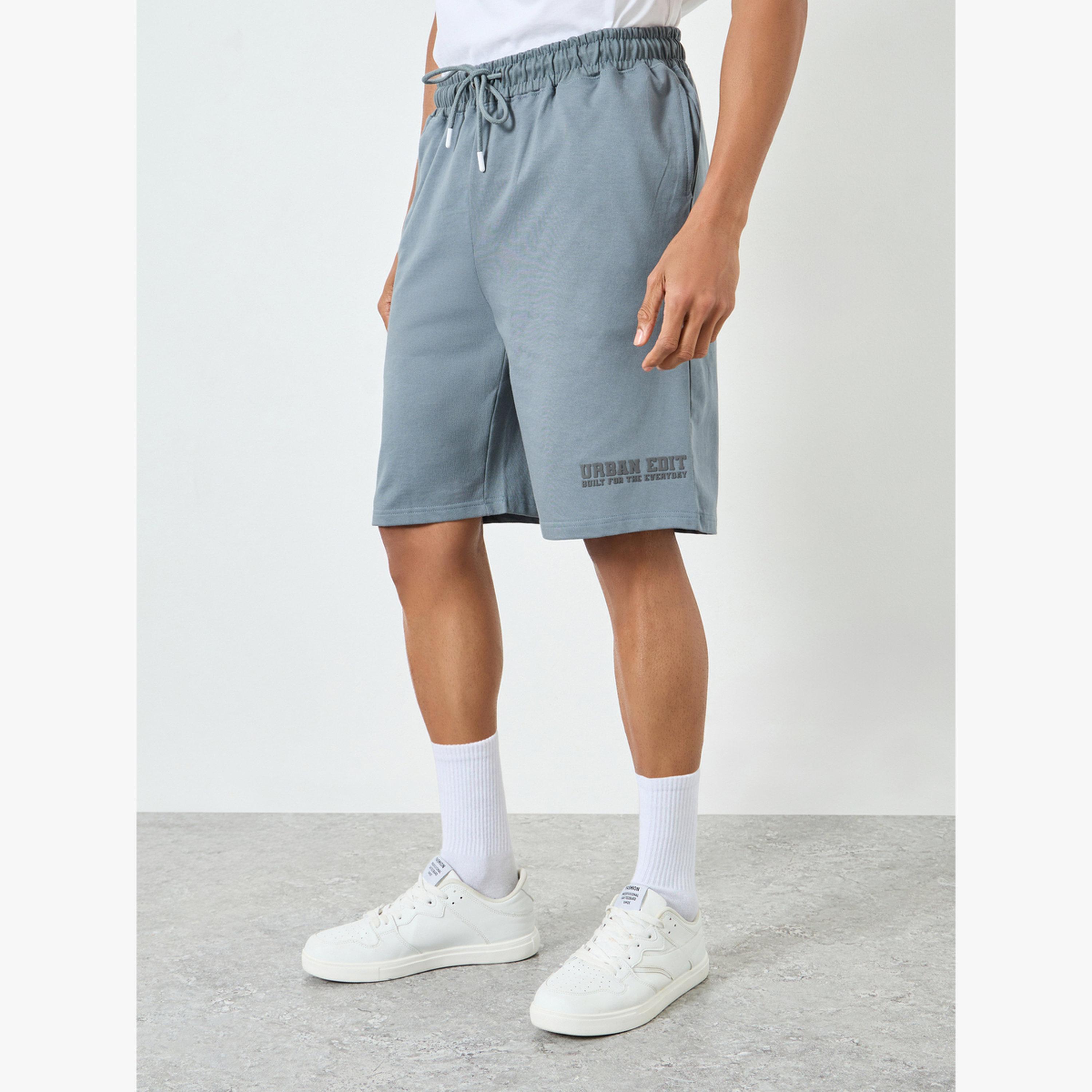 Styli Men Blue Placement Printed Oversized Shorts-men-clothing-bottoms-shorts-image-1