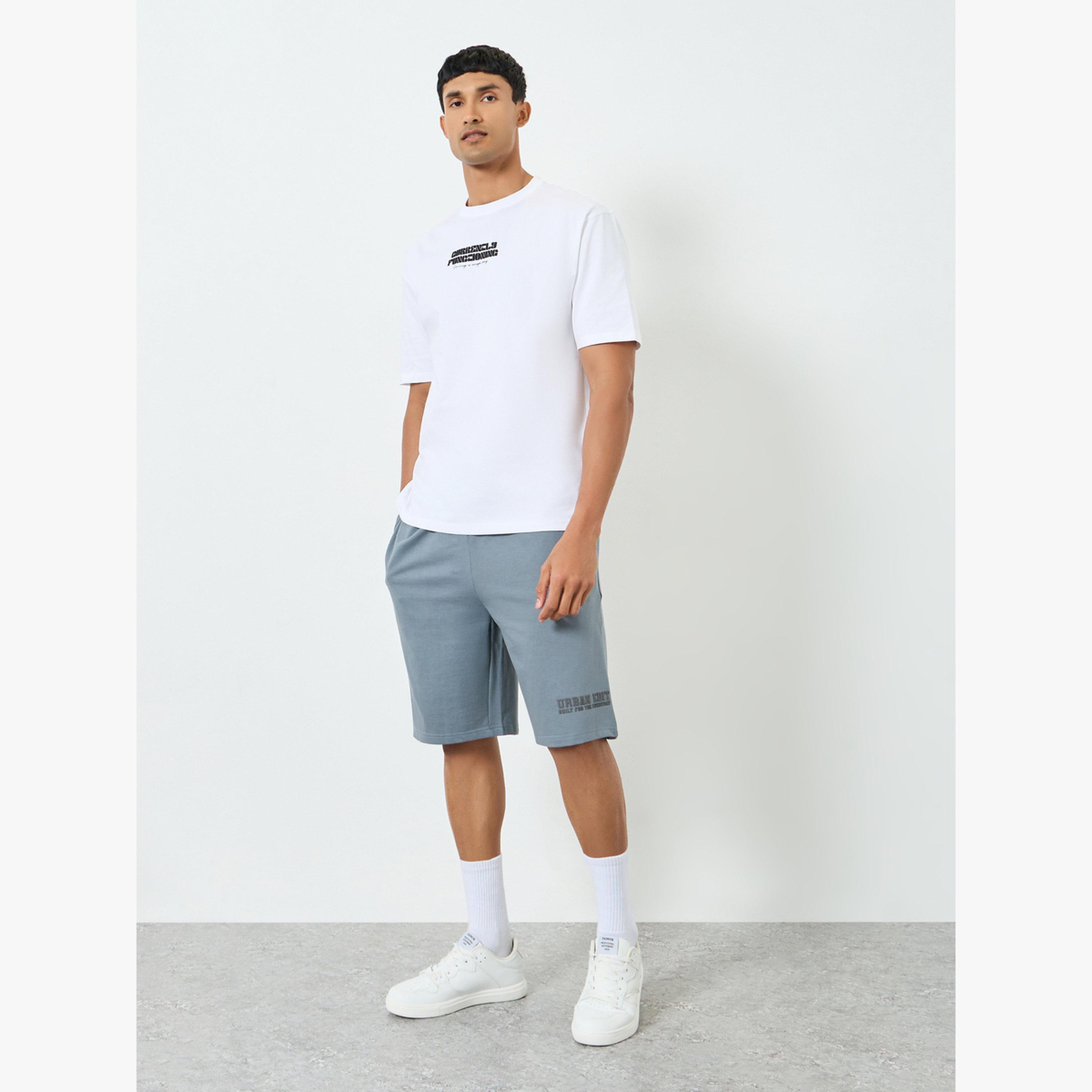 Styli Men Blue Placement Printed Oversized Shorts-men-clothing-bottoms-shorts-image-2