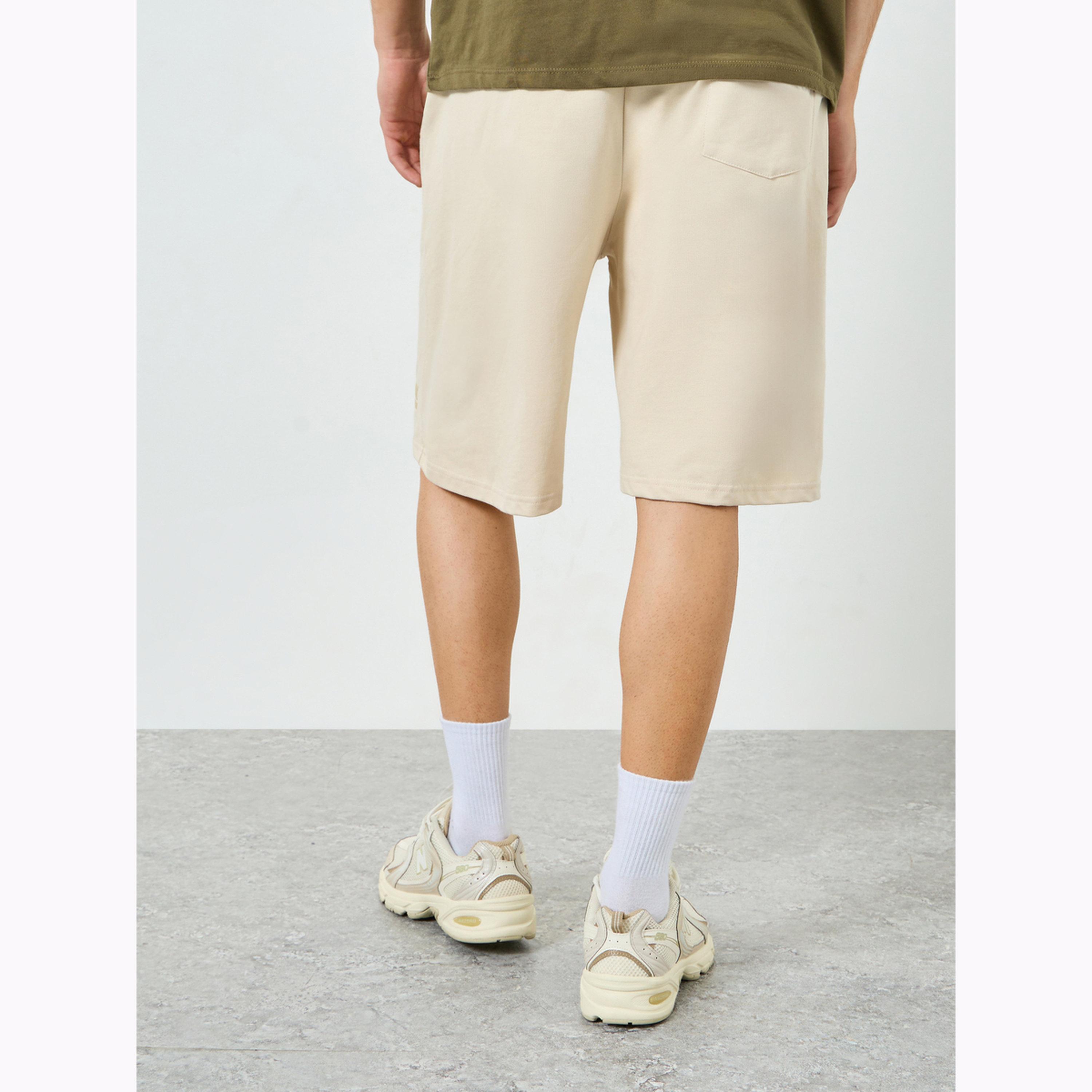 Styli Men Beige Placement Print Oversized Shorts-men-clothing-bottoms-shorts-image-3