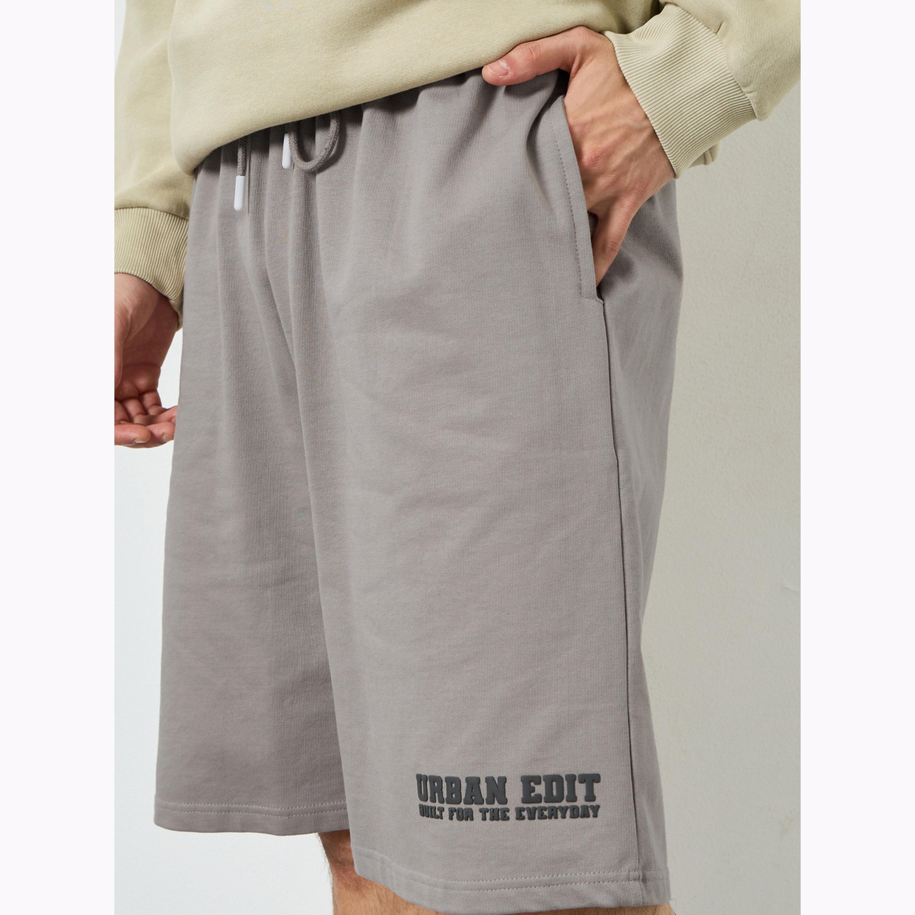 Styli Men Charcoal Placement Print Oversized Shorts-men-clothing-bottoms-shorts-image-3