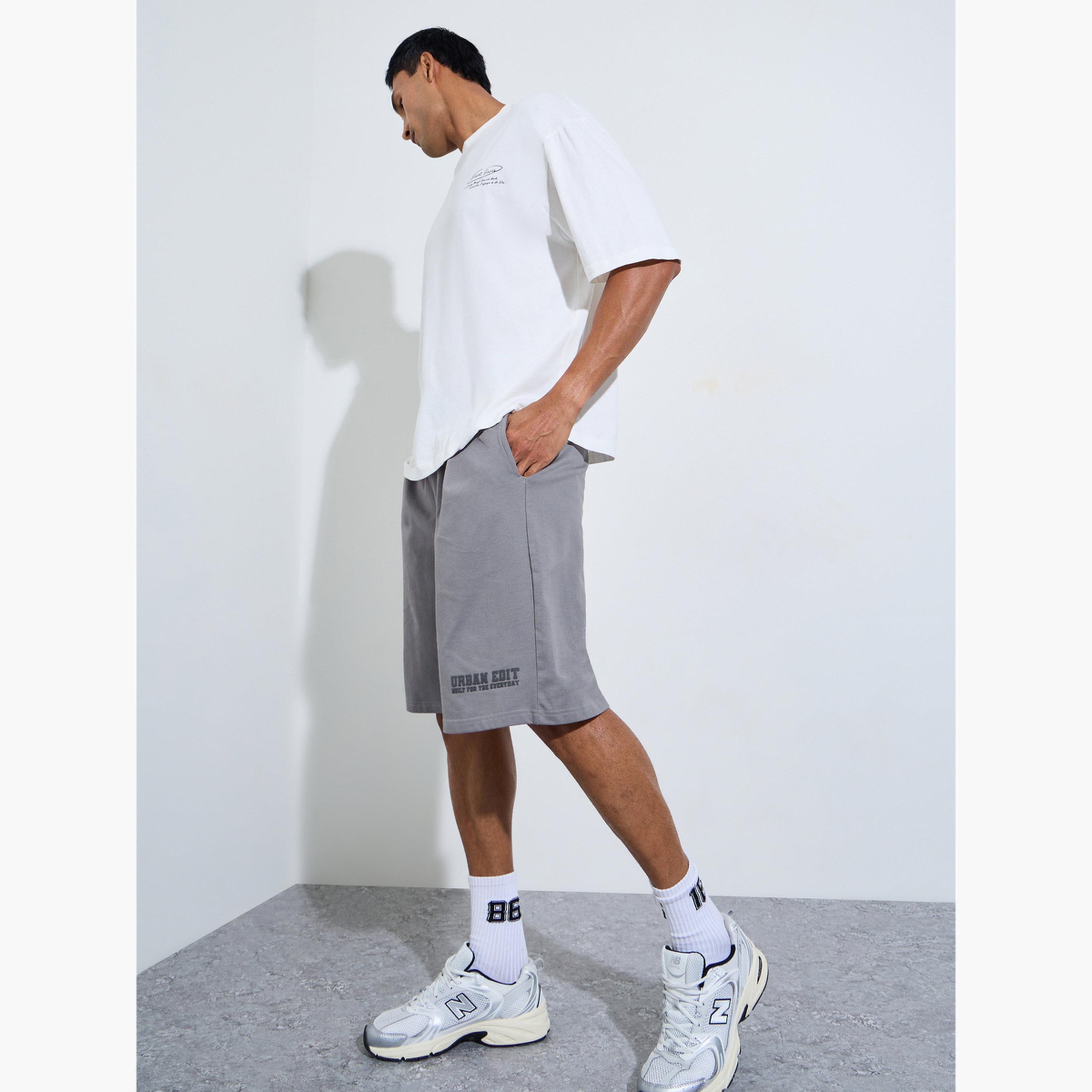 Styli Men Placement Print Cotton Oversized Shorts-men-clothing-bottoms-shorts-image-2