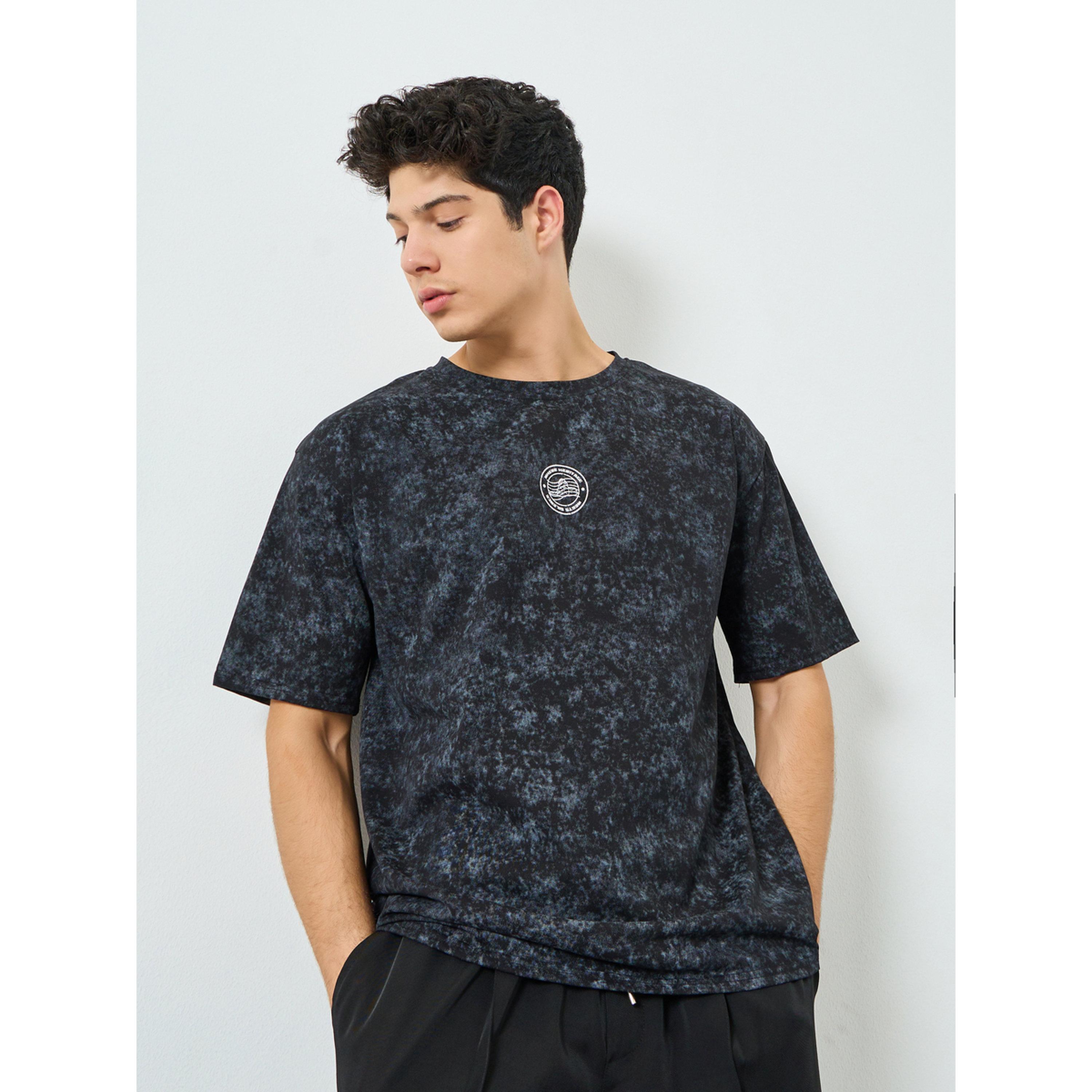 Styli Men Grey Graphic Print Oversized Washed T-Shirt-men-clothing-tshirtsandpolos-tshirts-image-1