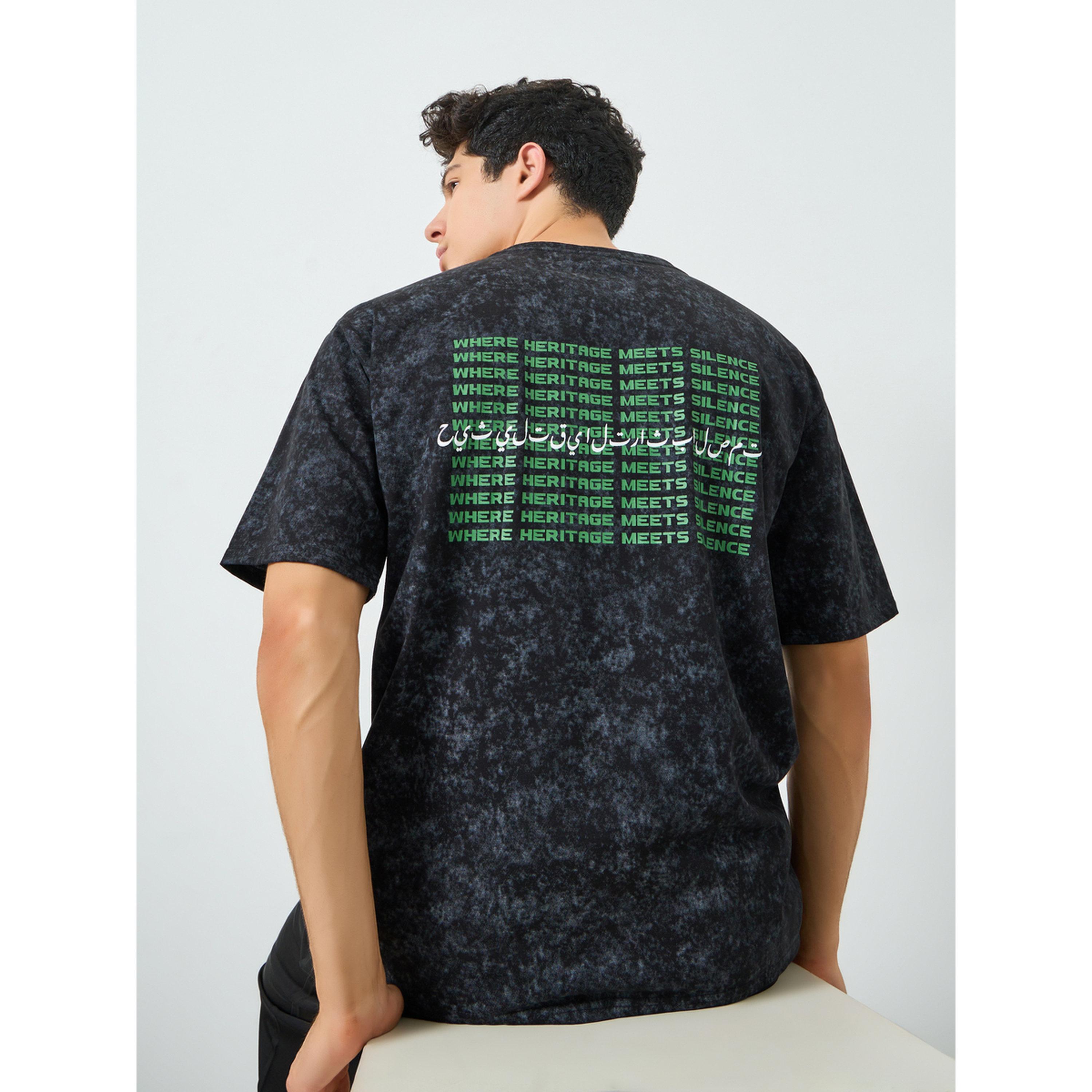 Styli Men Grey Graphic Print Oversized Washed T-Shirt-men-clothing-tshirtsandpolos-tshirts-image-3