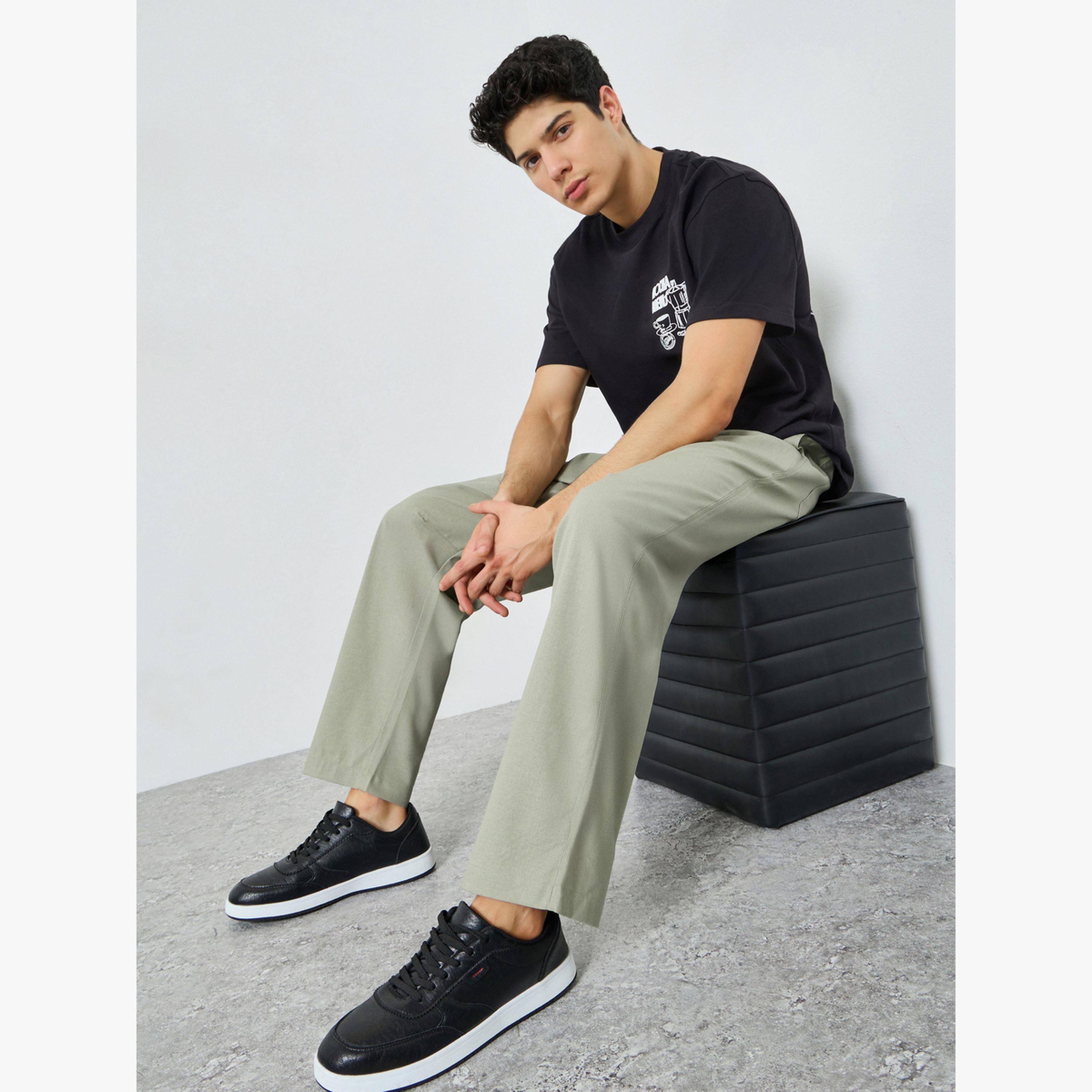 بنطال قصة مريحة من مزيج الكتان للرجال لون رمادي-men-clothing-bottoms-joggers-image-3