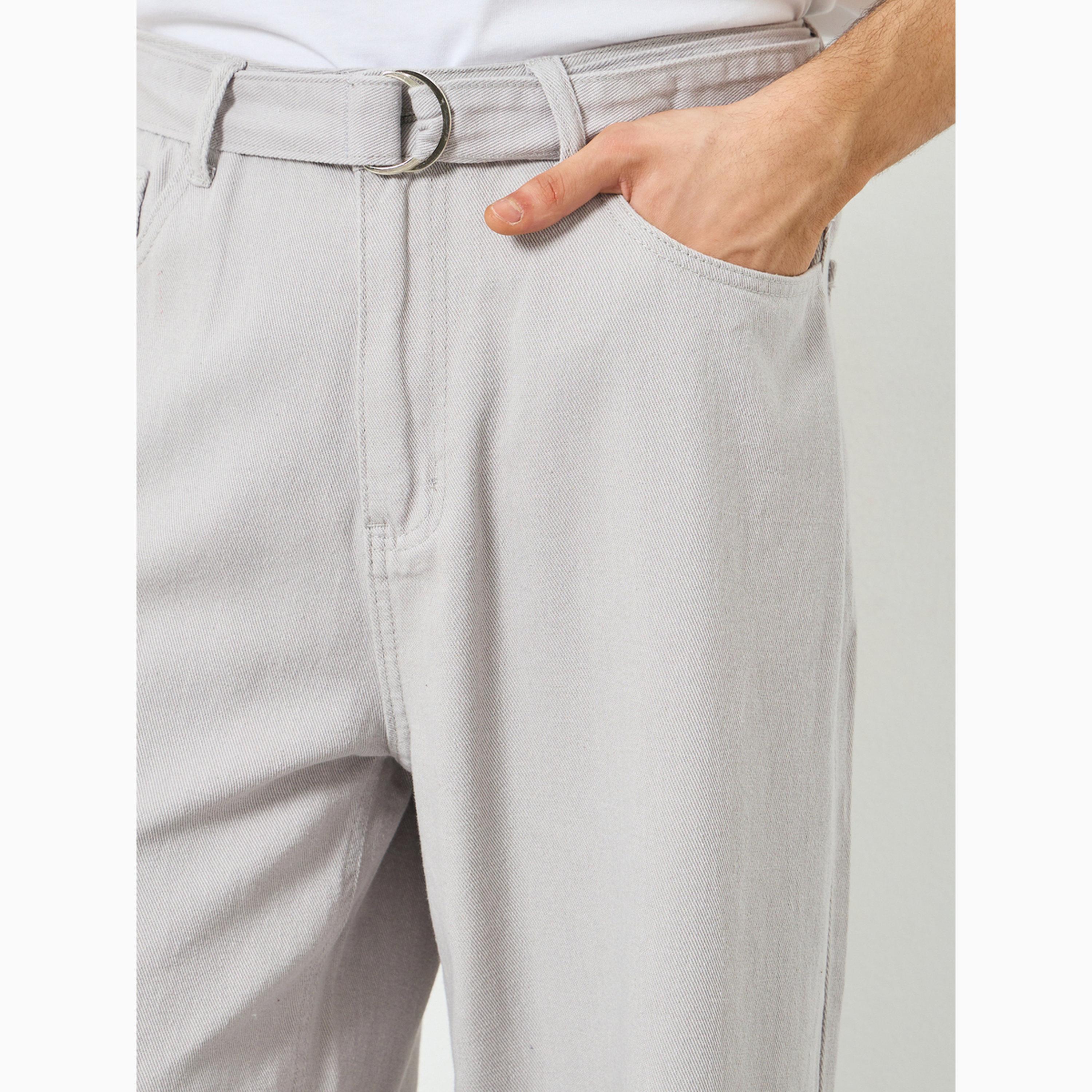 Styli Men Grey Mid Rise Belted Relaxed Fit Jeans-men-clothing-bottoms-jeans-image-4