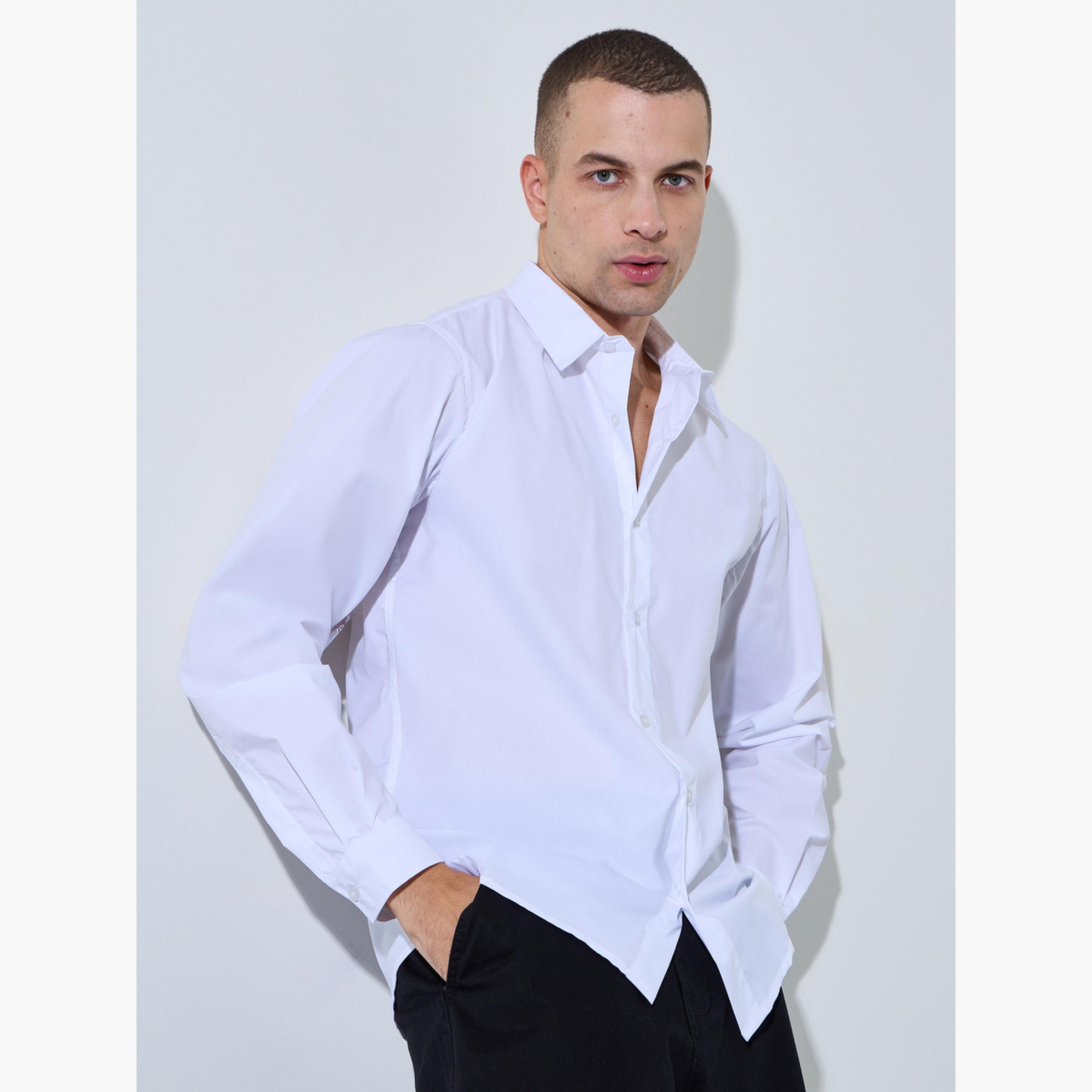 Styli Men White Solid Slim Fit Shirt-men-clothing-shirts-image-1