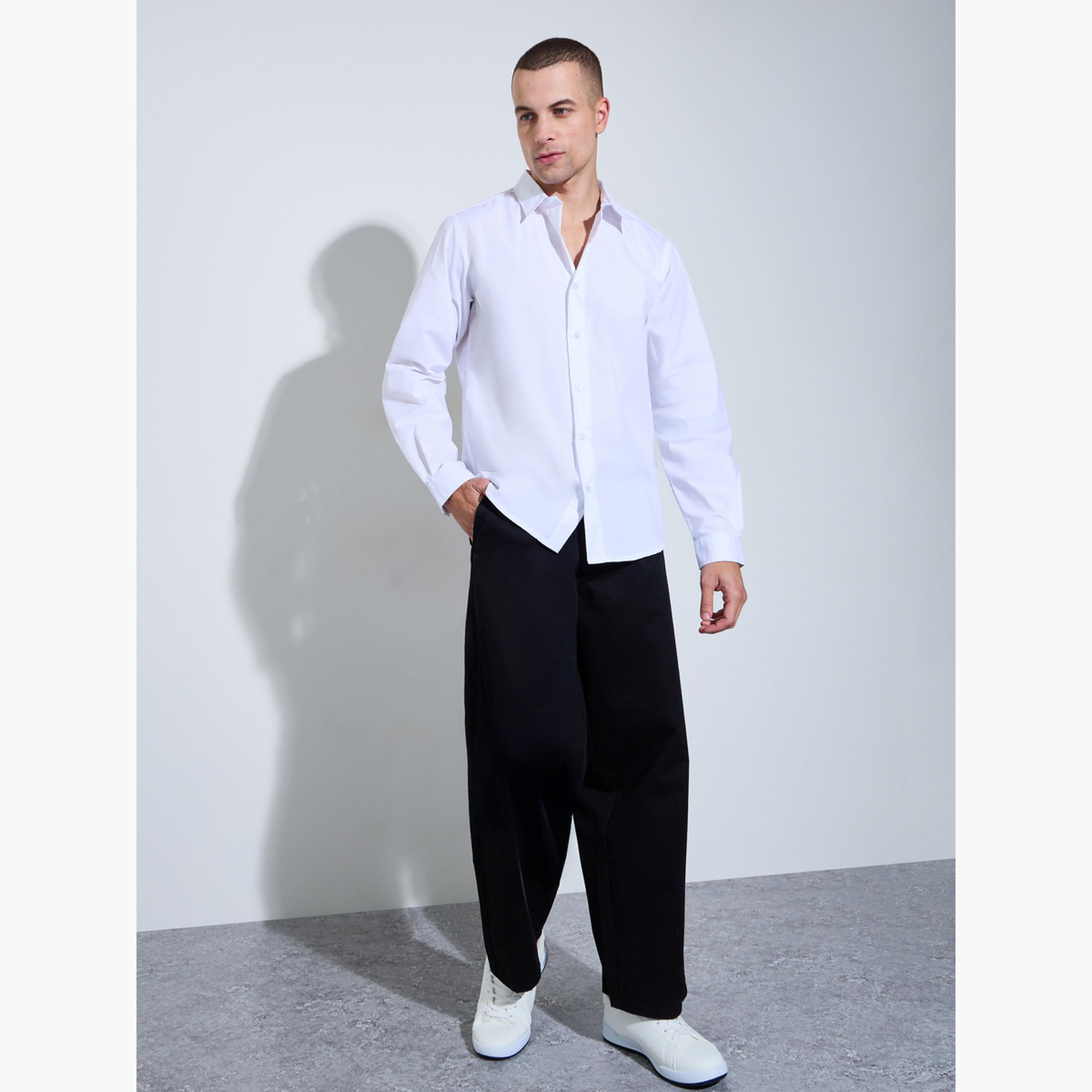 Styli Men White Solid Slim Fit Shirt-men-clothing-shirts-image-2