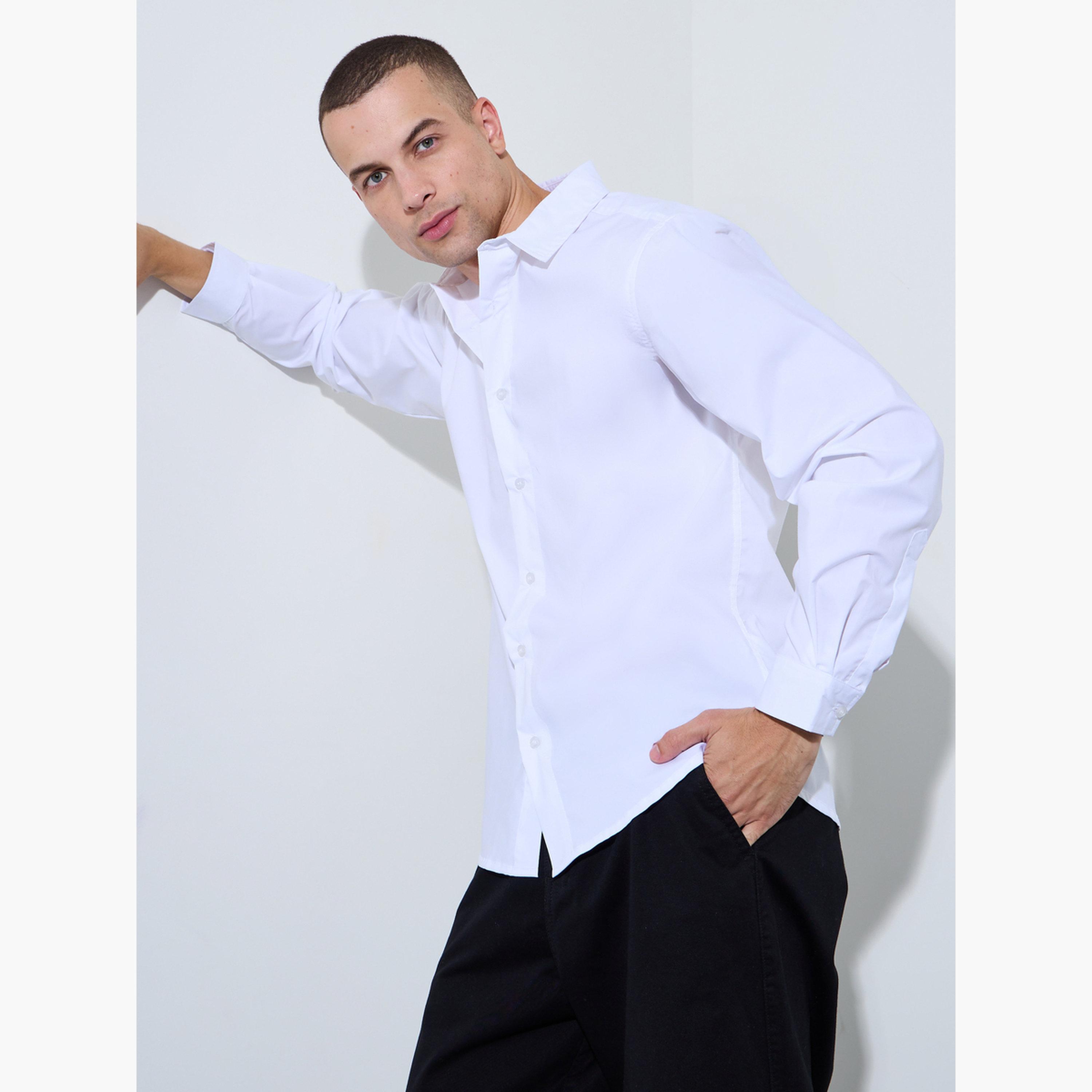 قميص سادة بقصة ضيقة للرجال-men-clothing-shirts-image-3