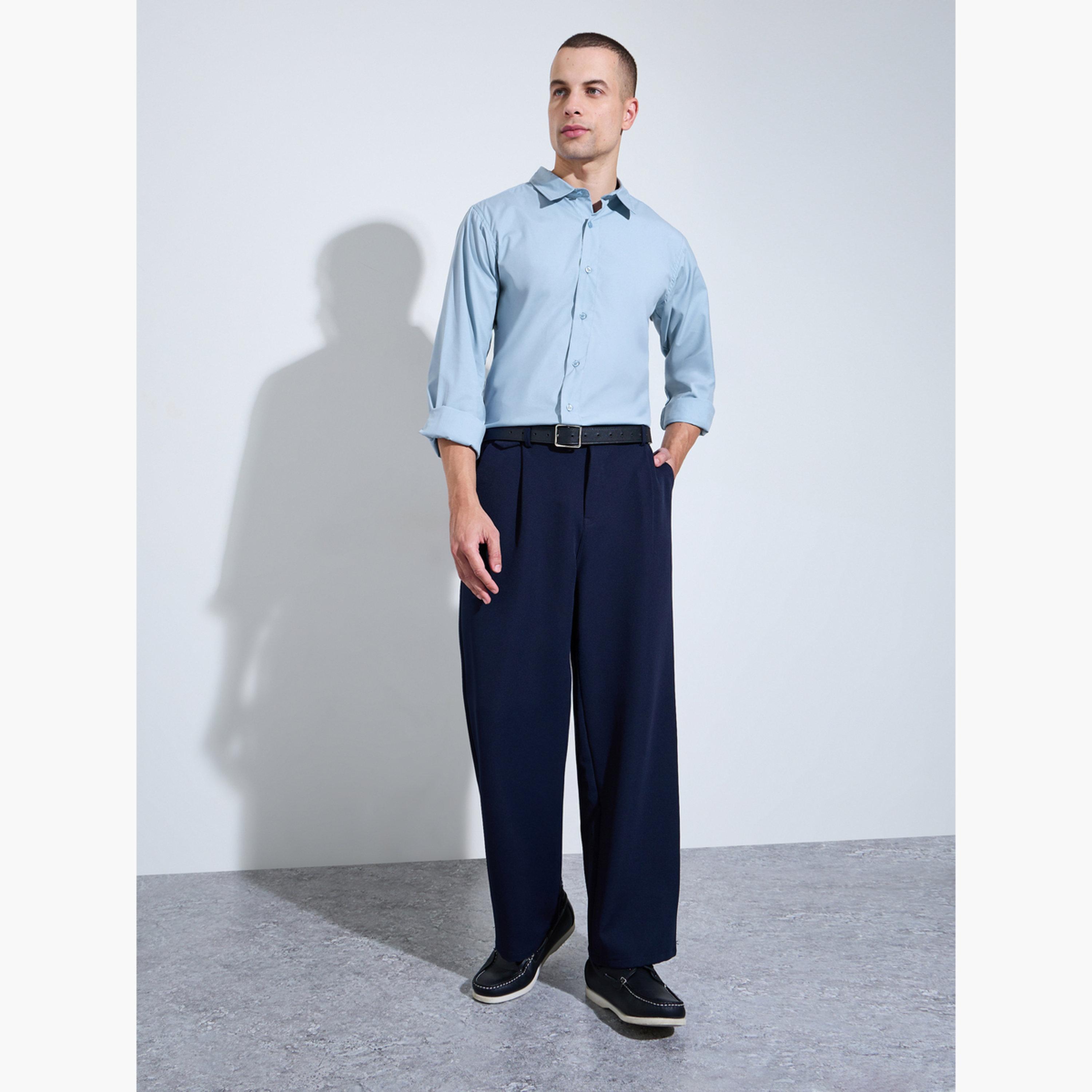 Styli Men Sky Blue Long Sleeves Slim Fit Shirt-men-clothing-shirts-image-2