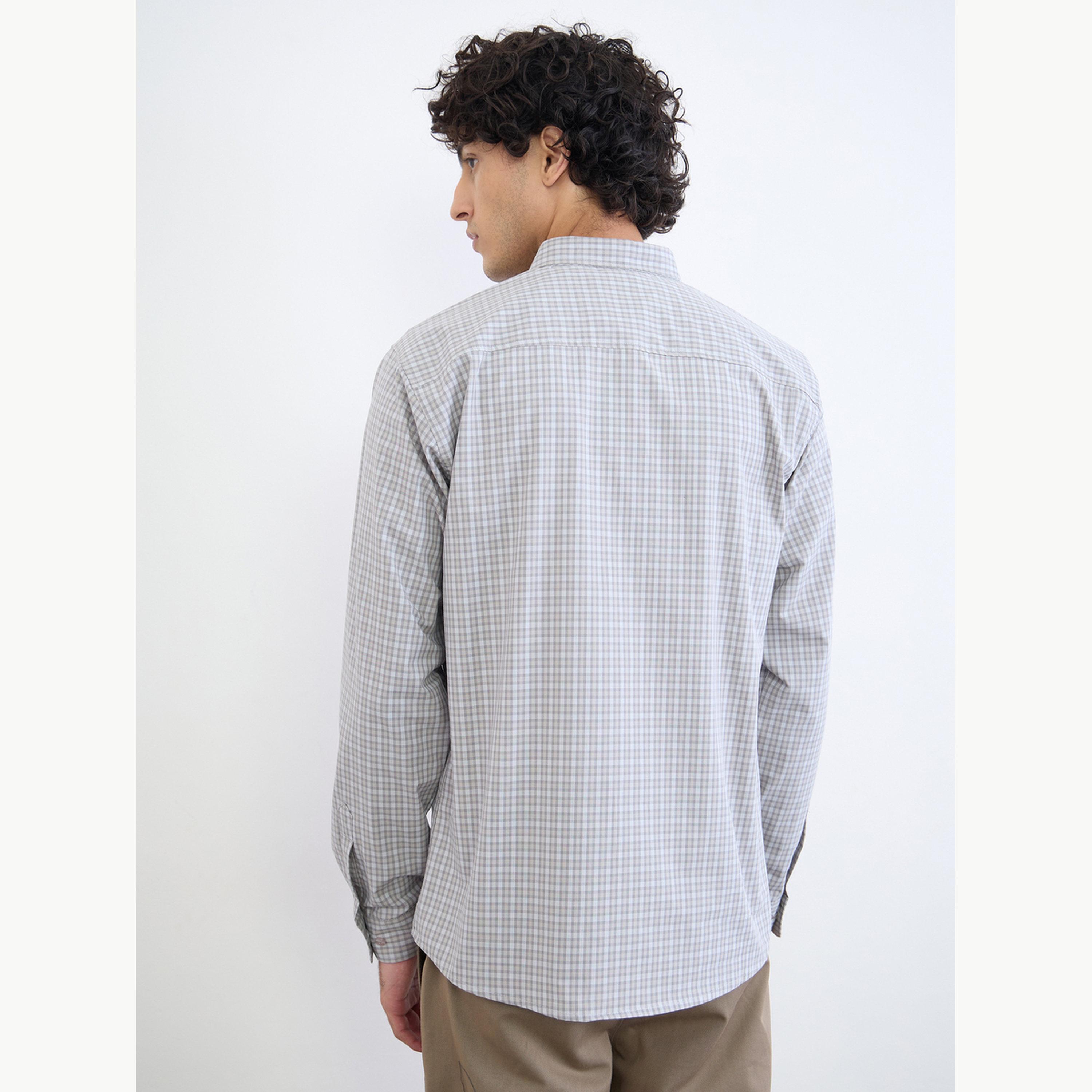 قميص بأكمام طويلة ونمط مربعات مع قصة عادية-men-clothing-shirts-image-4